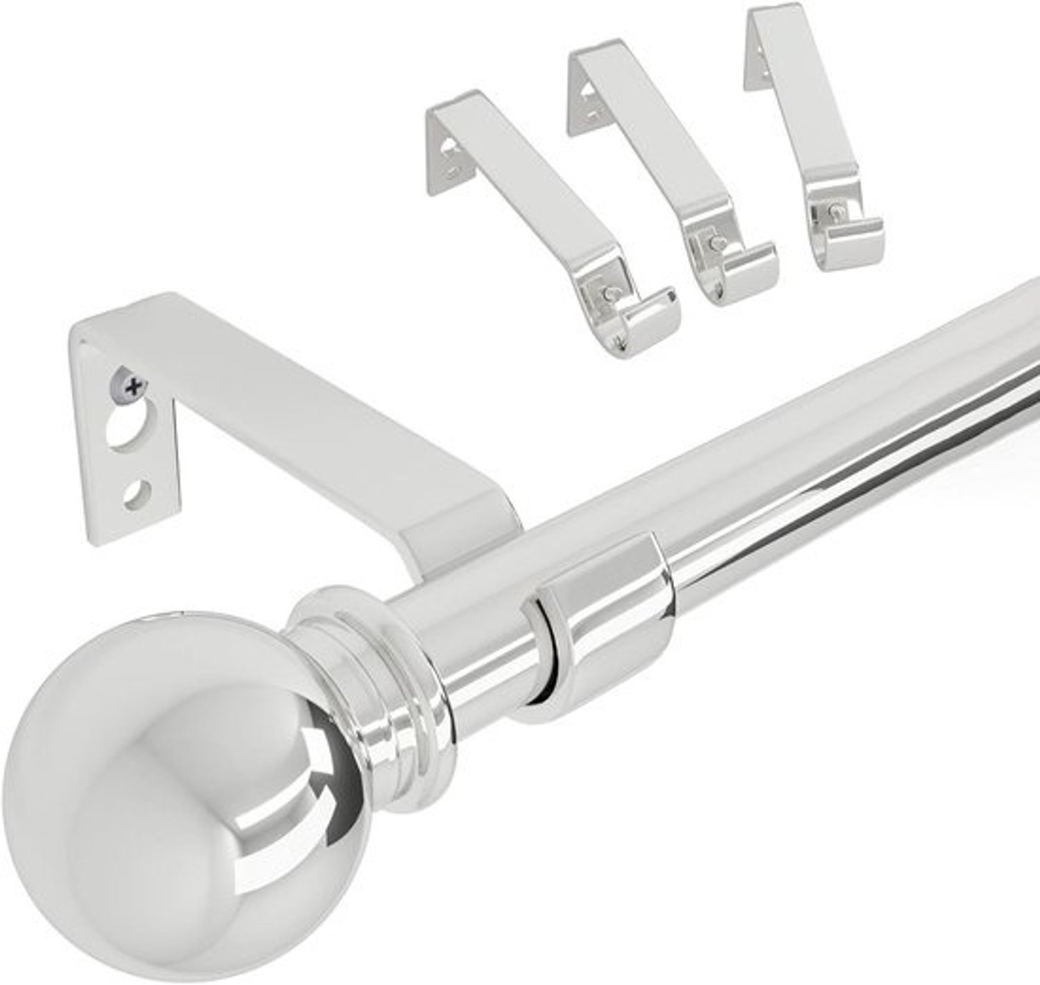 Gordijnroede - Stang voor gordijnen - Raamdecoratie - Verstelbare lengte - Tot 3 meter - Zilver