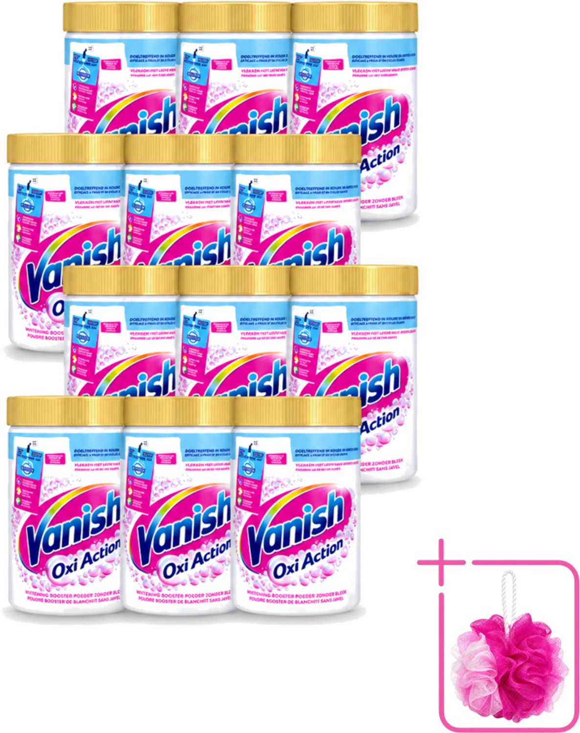 12 x Vanish Oxi Action - Vlekkenverwijderaar Poeder - Witte Was - 710 Gram - Bulkverpakking - Wit was - Douchemop - Vlekverwijderaar