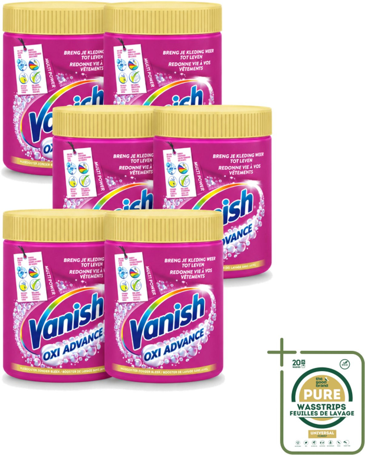 6 x Vanish Oxi Advance - Vlekkenverwijderaar Poeder - Zonder Bleek - Gekleurde Was - 840 Gram - Wasstrips - Vlekkenverwijderaar - Wasbooster - Kleuroverdracht - Geuren Neutraliseren - Wasmiddel