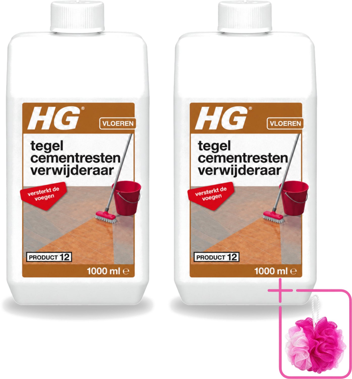 2 x HG - Vloeren - Tegel Cementrestenverwijderaar - Versterkt De Voegen - 1L - Bulkverpakking - Cementresten verwijderen - Douchemop - Tegelvoegen versterken