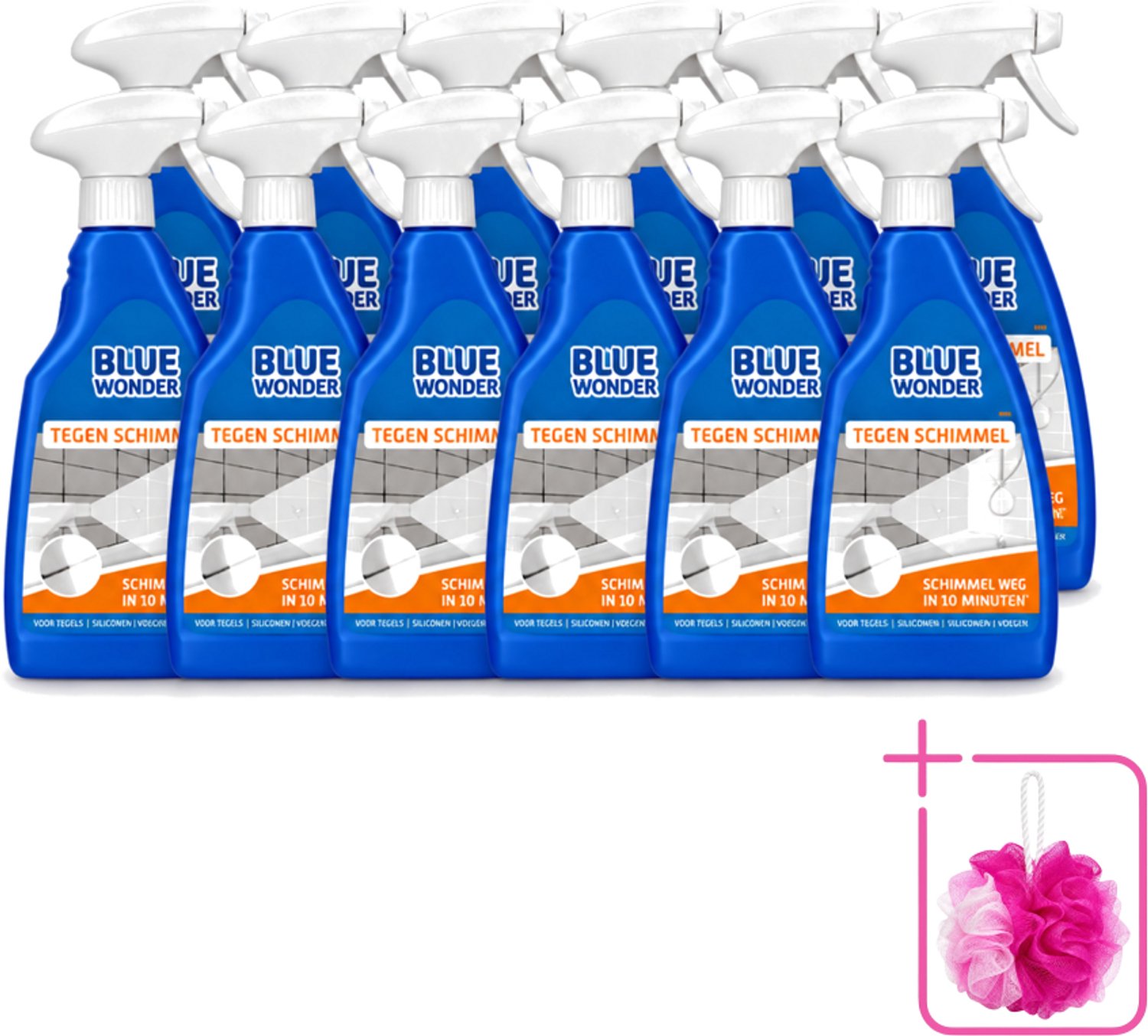 12 x Blue Wonder - Speciaalreiniger tegen Schimmel - Sprayfles - 500 ml - Bulkverpakking - Schimmel reinigen - Schimmel weg