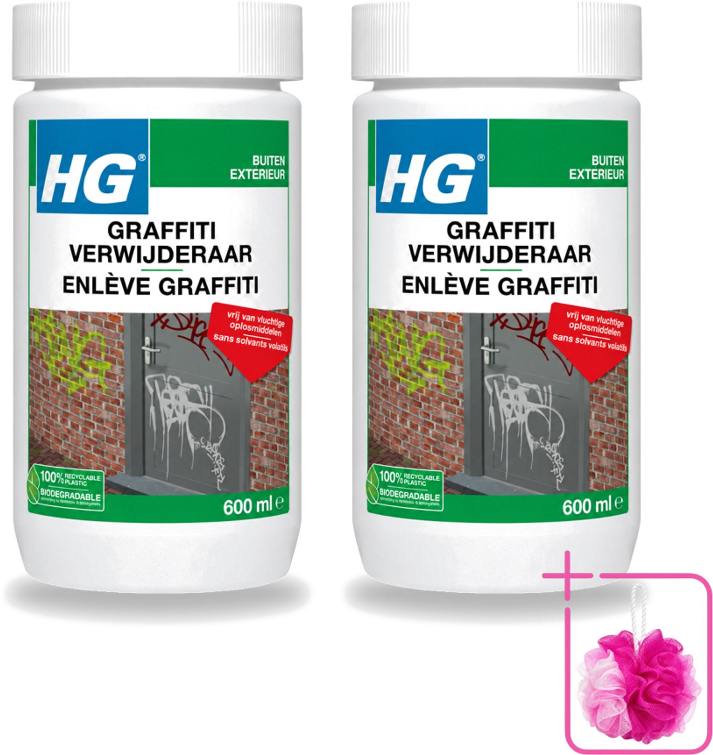 2 x HG - Graffitiverwijderaar - Voor Harde & Zachte Oppervlakken - 600 ml - Bulkverpakking - Graaffitiverwijderaar - Verf verwijderen