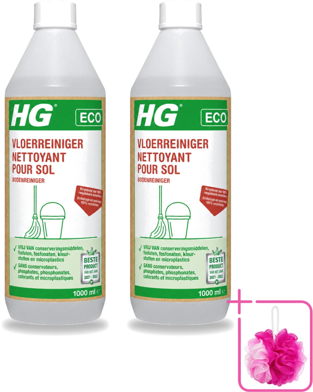 2 x HG - Eco Vloerreiniger - Milieuvriendelijke Reiniging - 1L - Bulkverpakking - Vloerreiniger - Douchemop - Milieuvriendelijke reiniger