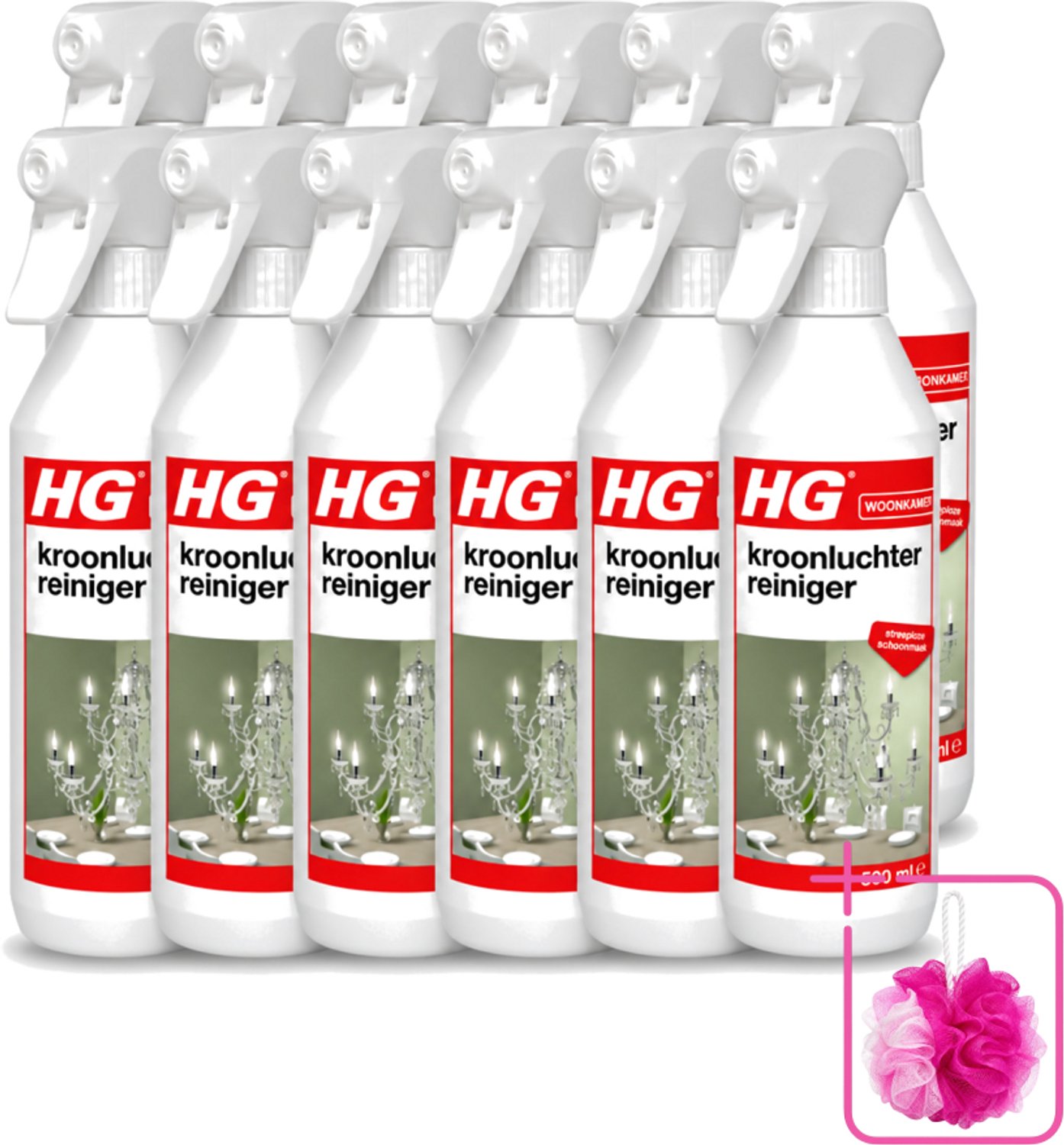 12 x HG - Kroonluchterreiniger - Streeploze Schoonmaak - 500 ml - Bulkverpakking - Kroonluchter reinigen - Koperen reinigen