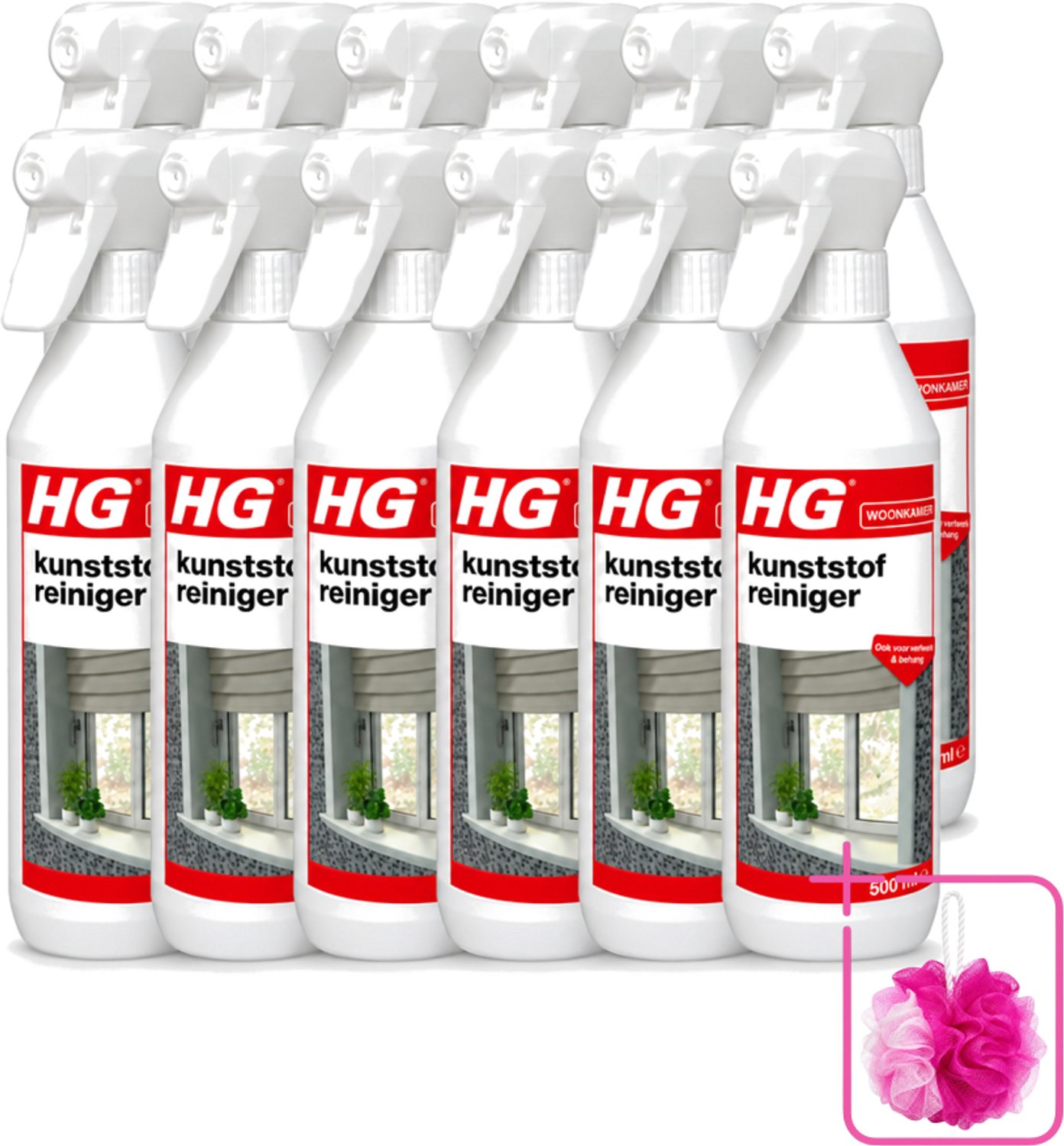 12 x HG - Kunststofreiniger Spray - Ook Voor Verfwerk & Behang - 500 ml - Bulkverpakking - Kunststof reinigen - Douchemop - Verfwerk reinigen