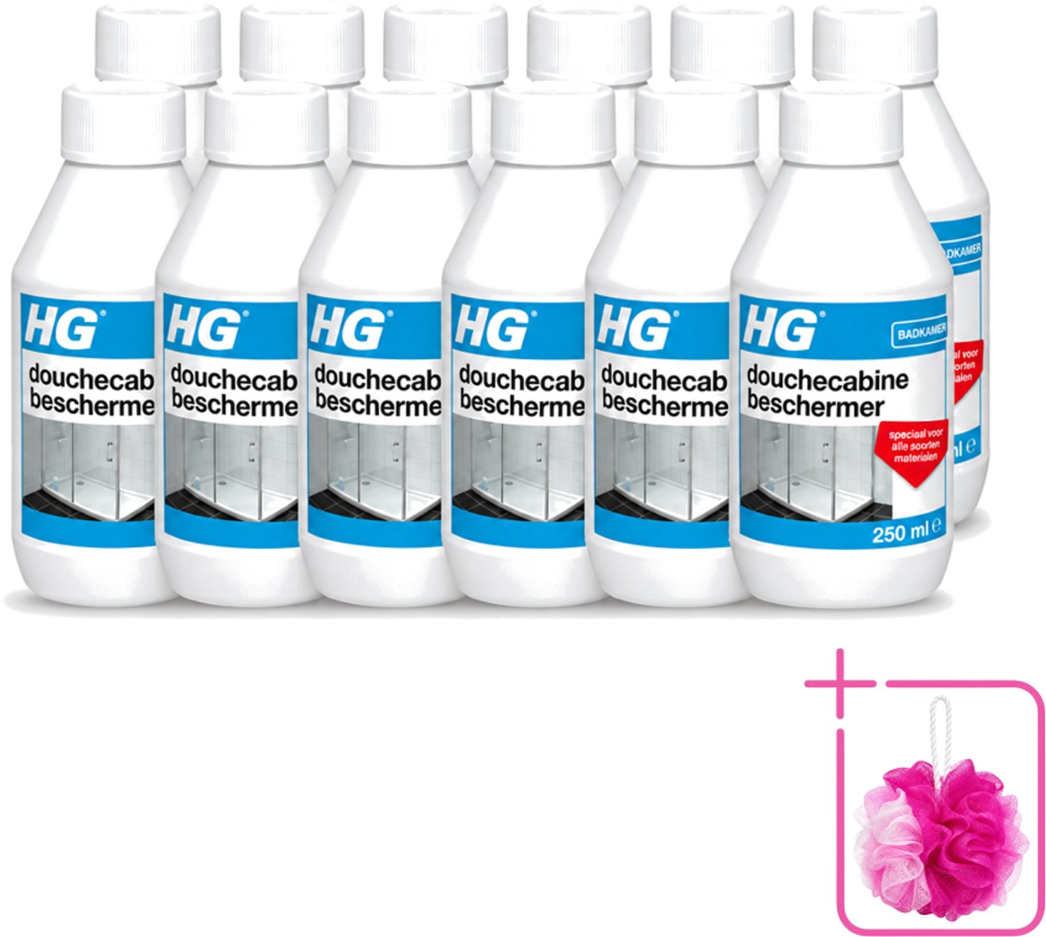 12 x HG - Badkamer - Douchecabine Beschermer - Voor Elk Materiaal - 250 ml - Bulkverpakking - Douchecabine beschermer - Douchemop - Kalkaanslag bestrijden