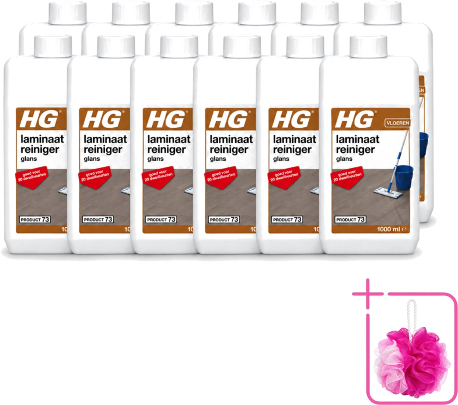 12 x HG - Laminaat, Vinyl & PVC Reiniger Glans - Concentraat - Frisse Geur - 20 Dweilbeurten - 1L - Bulkverpakking - Laminaat reinigen - Douchemop - Glans herstellen