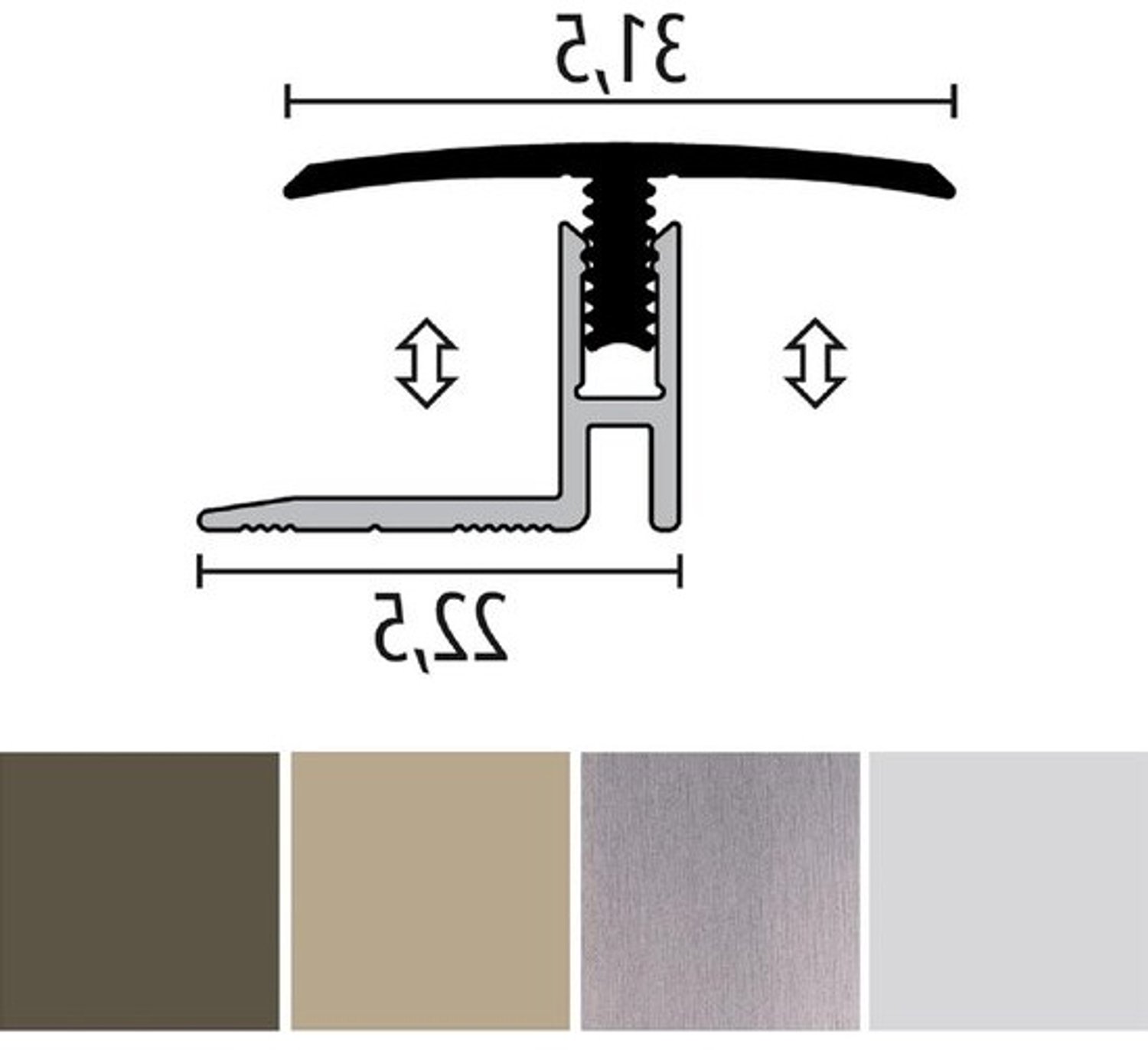 Overgangsprofiel - Vloerprofiel - Vloeren Afwerken - Hoogteverschil Compensatie - 31.5 mm Breed - RVS look