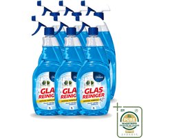 6 x Deluxe - Glasreiniger - Crystal Formule - Streeploze Glans - 1L - Wasstrips - Streeploze Glans - Glas Reiniger - Glas Reinigen - Glas Helderheid - Glas Reiniger Crystal Formule