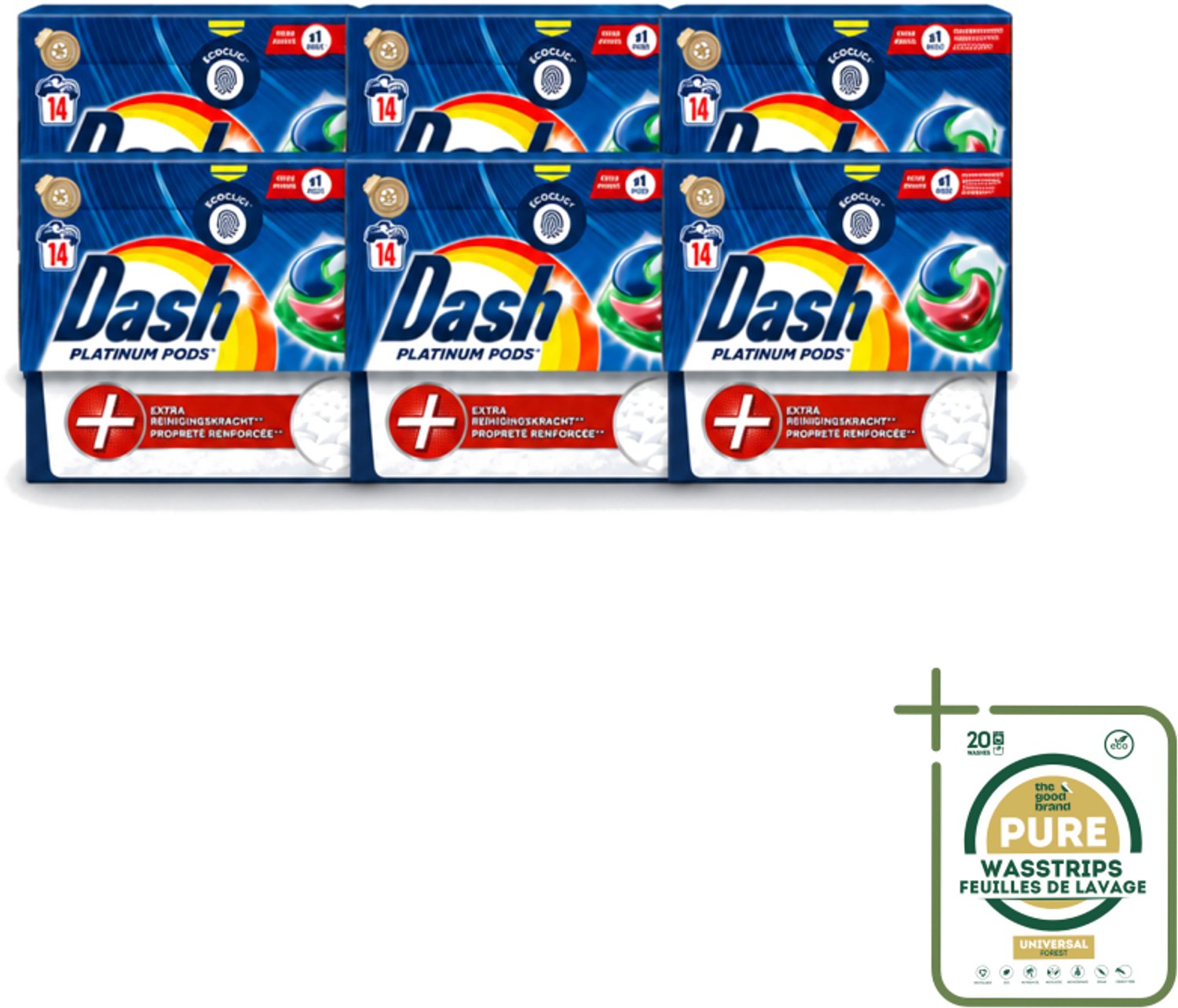 6 x Dash Platinum - Wasmiddel Capsules - Witte en Gekleurde Was - 14 Wasbeurten - Wasstrips - Wasmiddel - Wascapsules - Vlekverwijdering - Frisheid - Wasmachine