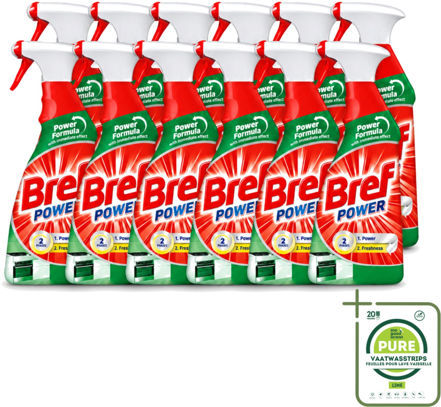 12 x Bref Power - Keukenreiniger - Spray - Ontvetter - 750 ml - Grootverpakking - Vaatwasstrips - Keukenreiniger - Ontvettingscrème - Vet Verwijderen - Krachtige Spray - Keuken Reinigen
