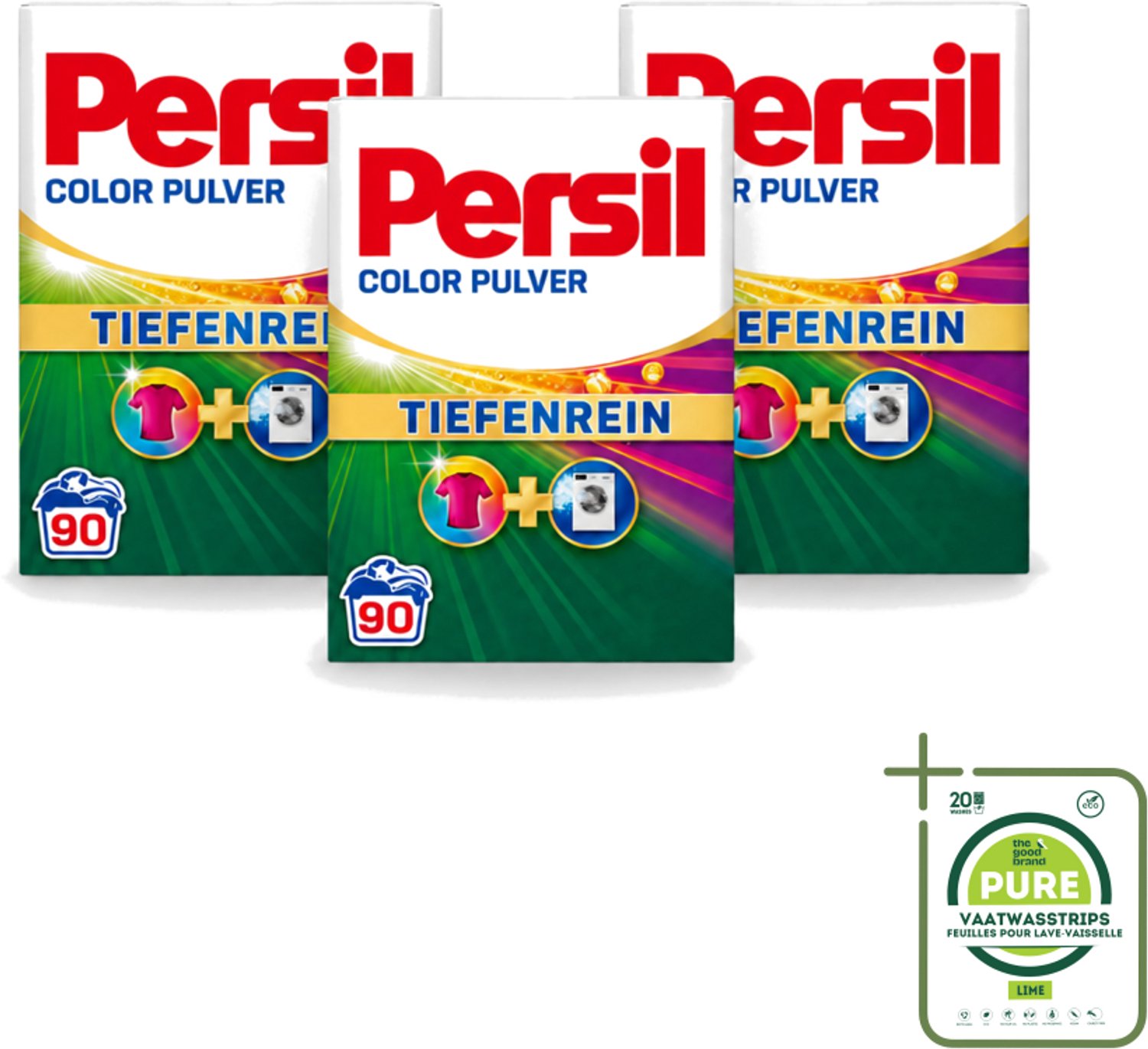3 x Persil Color - Waspoeder - Gekleurde Was - 90 Wasbeurten - Grootverpakking - Vaatwasstrips - Waspoeder - Gekleurde Was - Vlekverwijdering - Kleurbehoud - Wasmachine