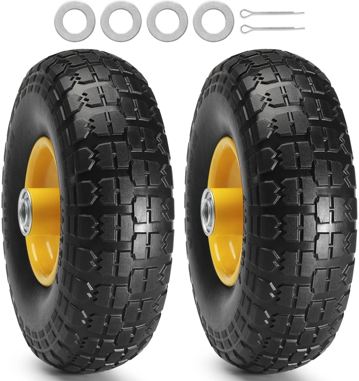 Tremeo Kruiwagenwiel - 2 robuuste PU-wielen - Lekvrij - Reservewiel - Kruiwagenwielen - voor kruiwagen, steekwagen en tuinwagen