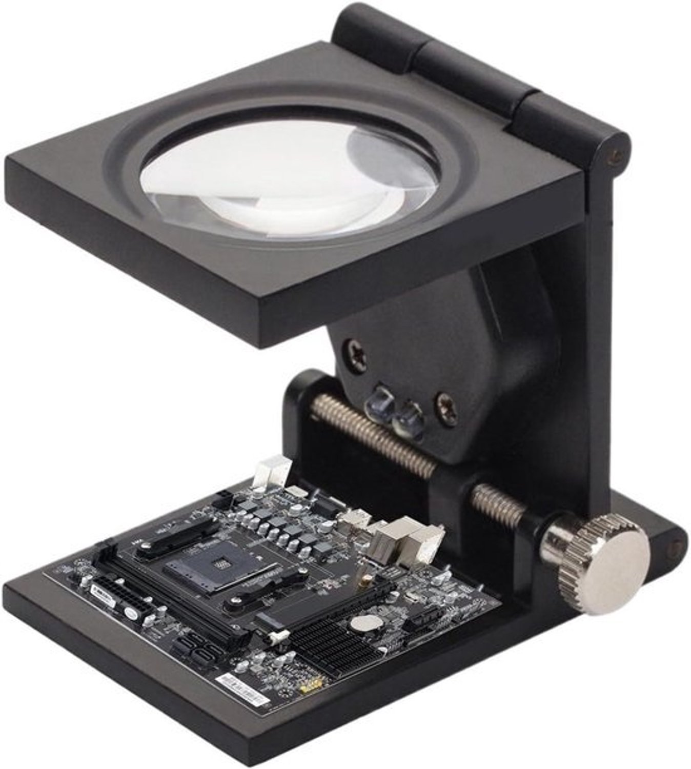 Vergrootglas Loep - Opvouwbare Loupe - Precisiewerk Inspectie - Dubbele LED Verlichting - 10x Vergroting - Zilver