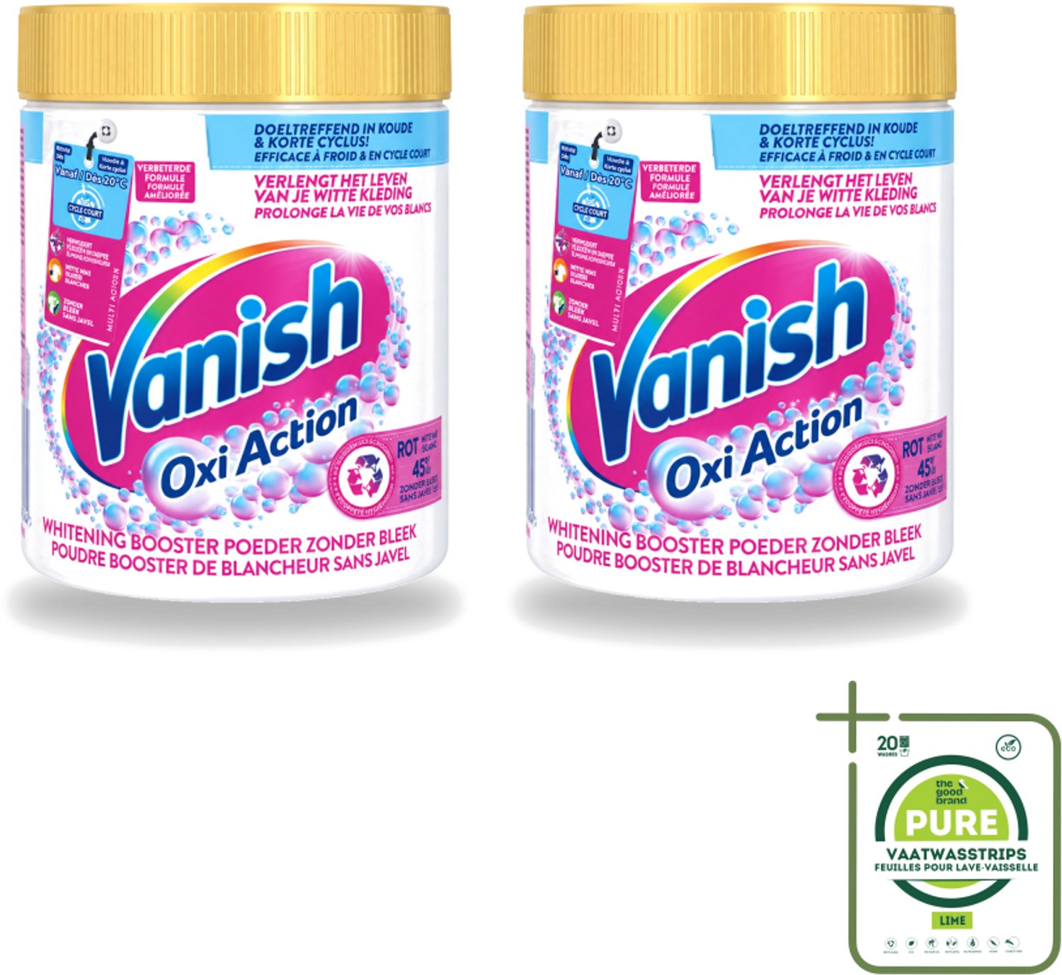 2 x Vanish Oxi Action - Vlekkenverwijderaar - Wasbooster - Zonder Bleek - Witte Was - 530 Gram - Grootverpakking - Vaatwasstrips - Vlekkenverwijderaar - Wasbooster - Witte Was - Geurneutraliserend - Bleekvrije Was