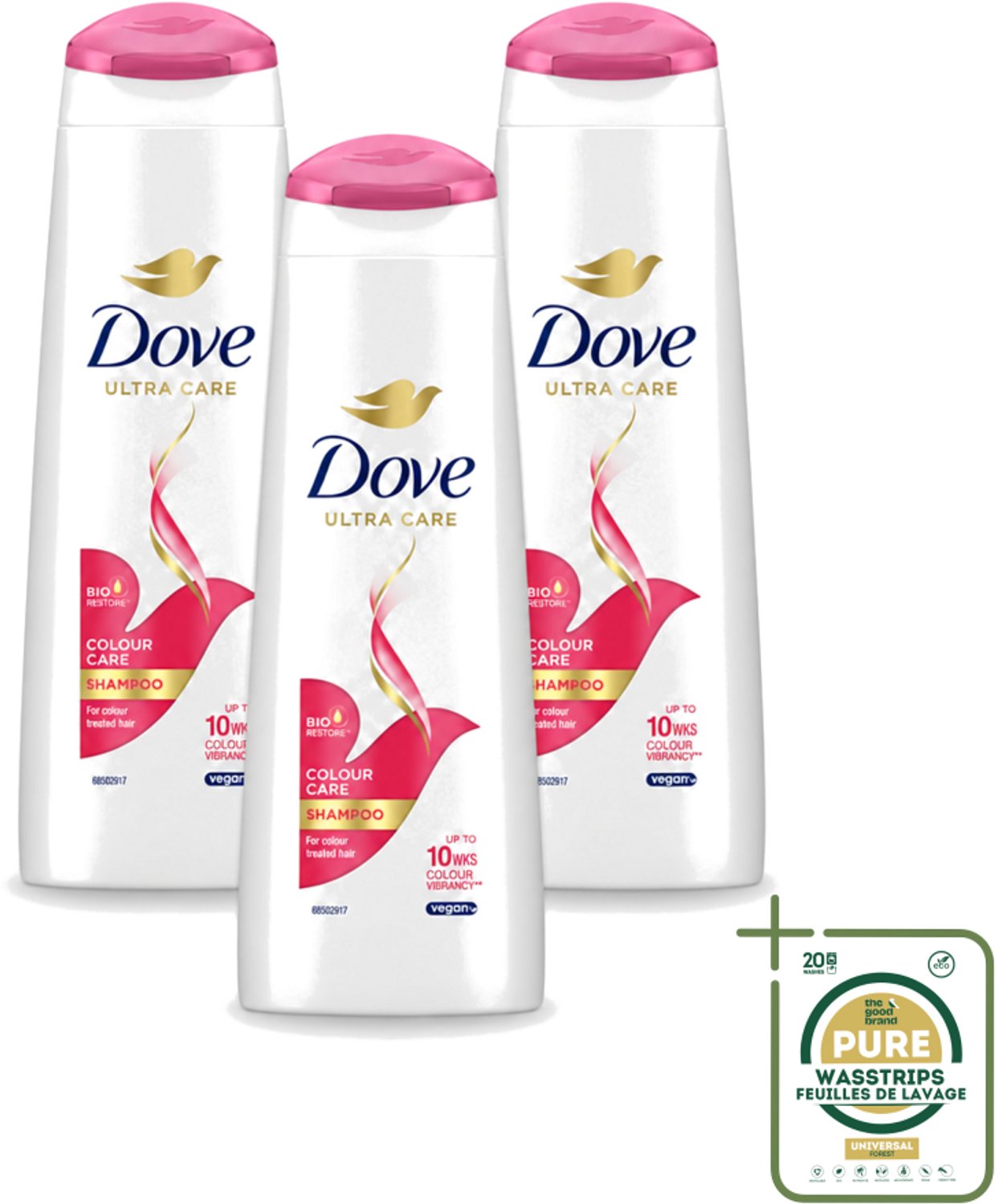 3 x Dove Ultra Care - Color Care - Shampoo - Geverfd Haar - 250 ml - Wasstrips - Kleur Behouden - Gekleurd Haar - Haar Verzorging - Haar Reinigen - Haar Herstel