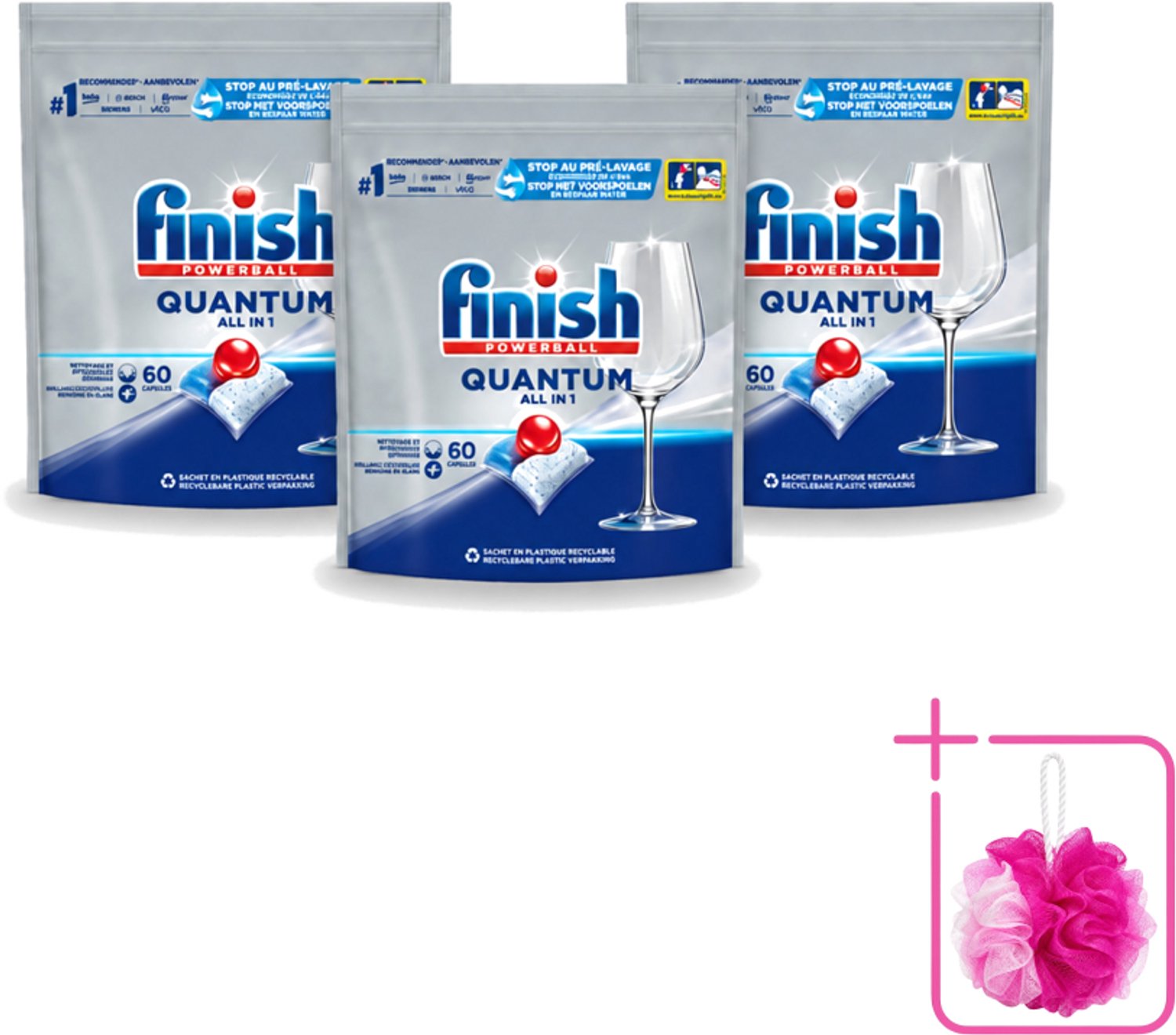 3 x Finish – Vaatwastabletten – Quantum All-in-1 – 60 Capsules - Bulkverpakking - Vaatwastabletten - Vaatwassen