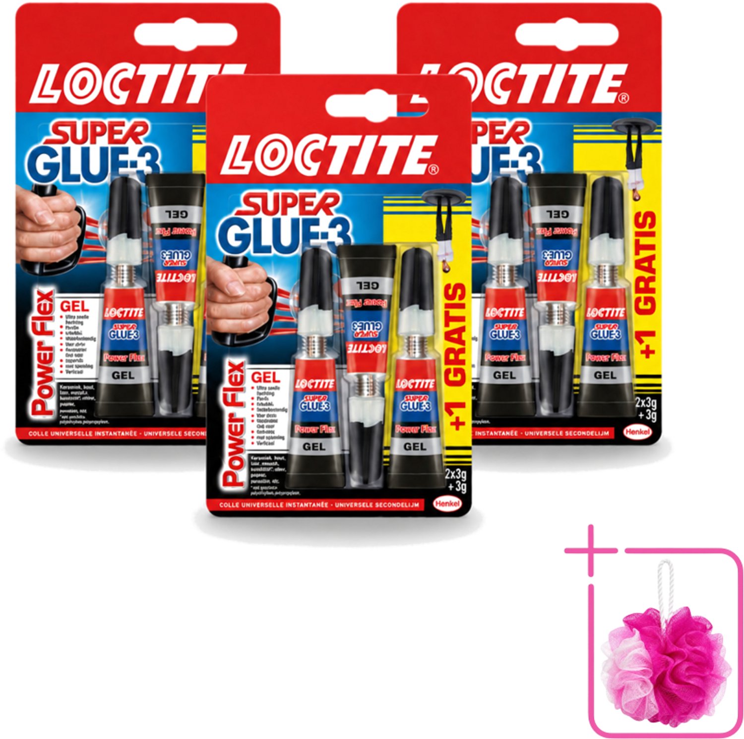 3 x Loctite - Secondelijm - Power Flex - 3 Lijmtubes - Bulkverpakking - Secondelijm - Douchemop - Power Flex