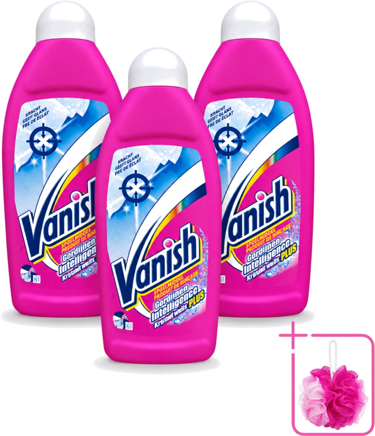 3 x Vanish Gordijnen - Kristalwit - Wasmiddel - Zonder Chloor - Witte Was - 500 ml - Bulkverpakking - Gordijnen reinigen - Douchemop - Witte gordijnen