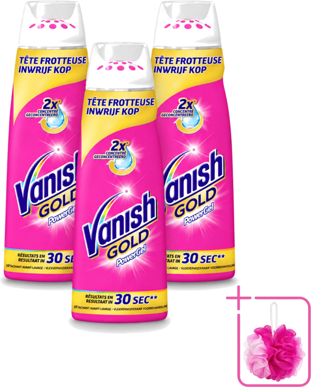 3 x Vanish Gold - Vlekkenverwijderaar Gel - Voorbehandeling - Gekleurde Was - 200 ml - Bulkverpakking - Vlekverwijderaar - Douchemop - Was