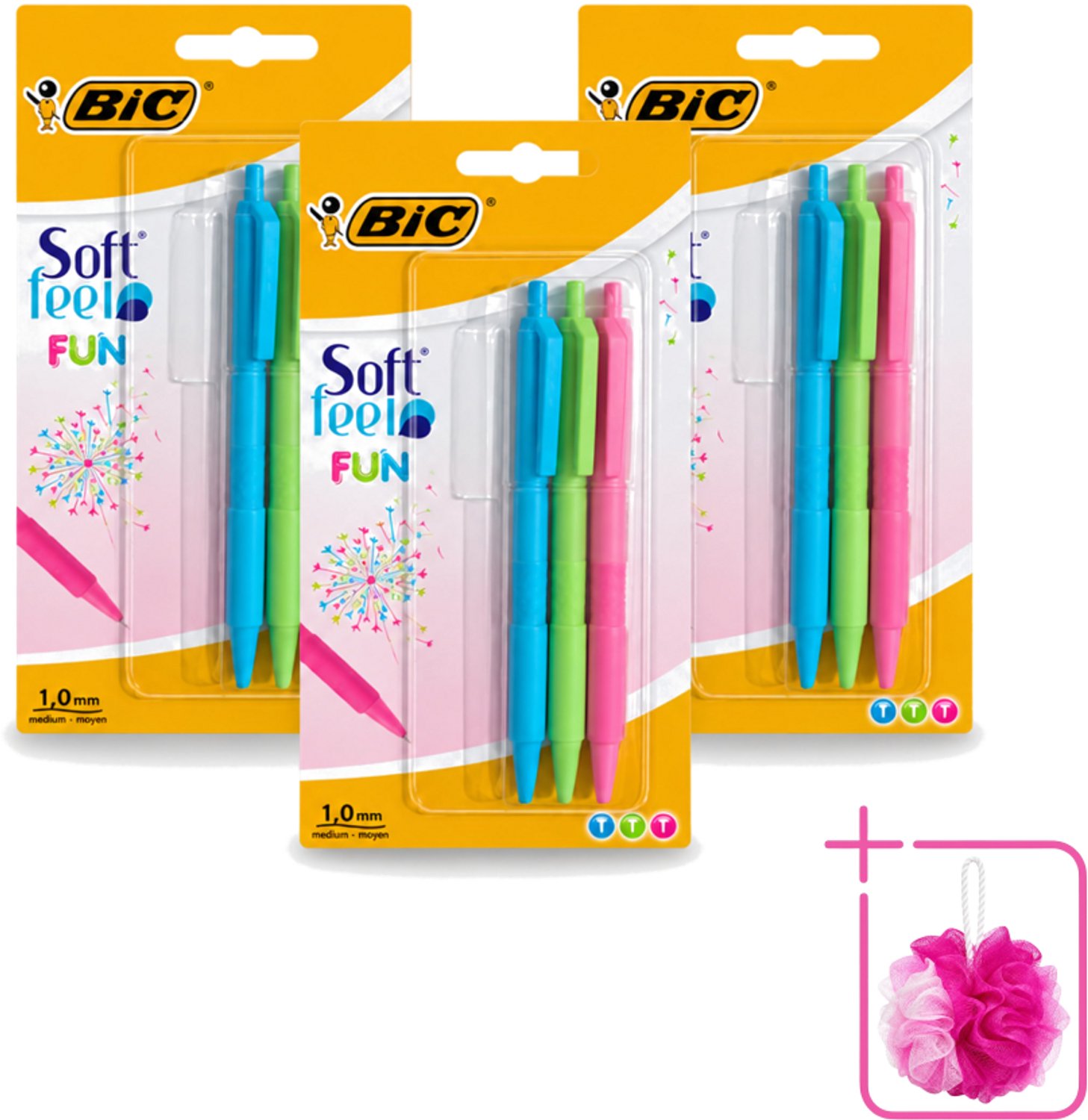 3 x BIC - Balpennen - Lichtgroen, Lichtblauw & Roze - Intrekbaar - 3 Balpennen - Bulkverpakking - Balpen - Douchemop - Intrekbare balpen