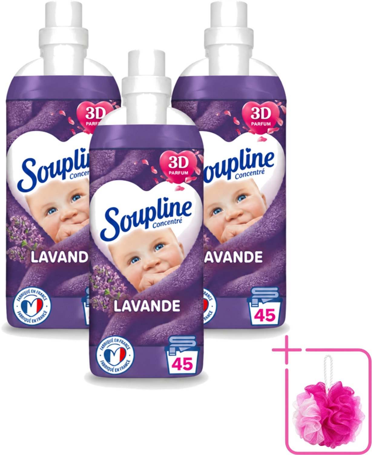 3 x Soupline - Wasverzachter - Lavendel - 45 Wasbeurten - 1L - Bulkverpakking - Wasverzachter - Douchemop - Wasgoed verzorgen