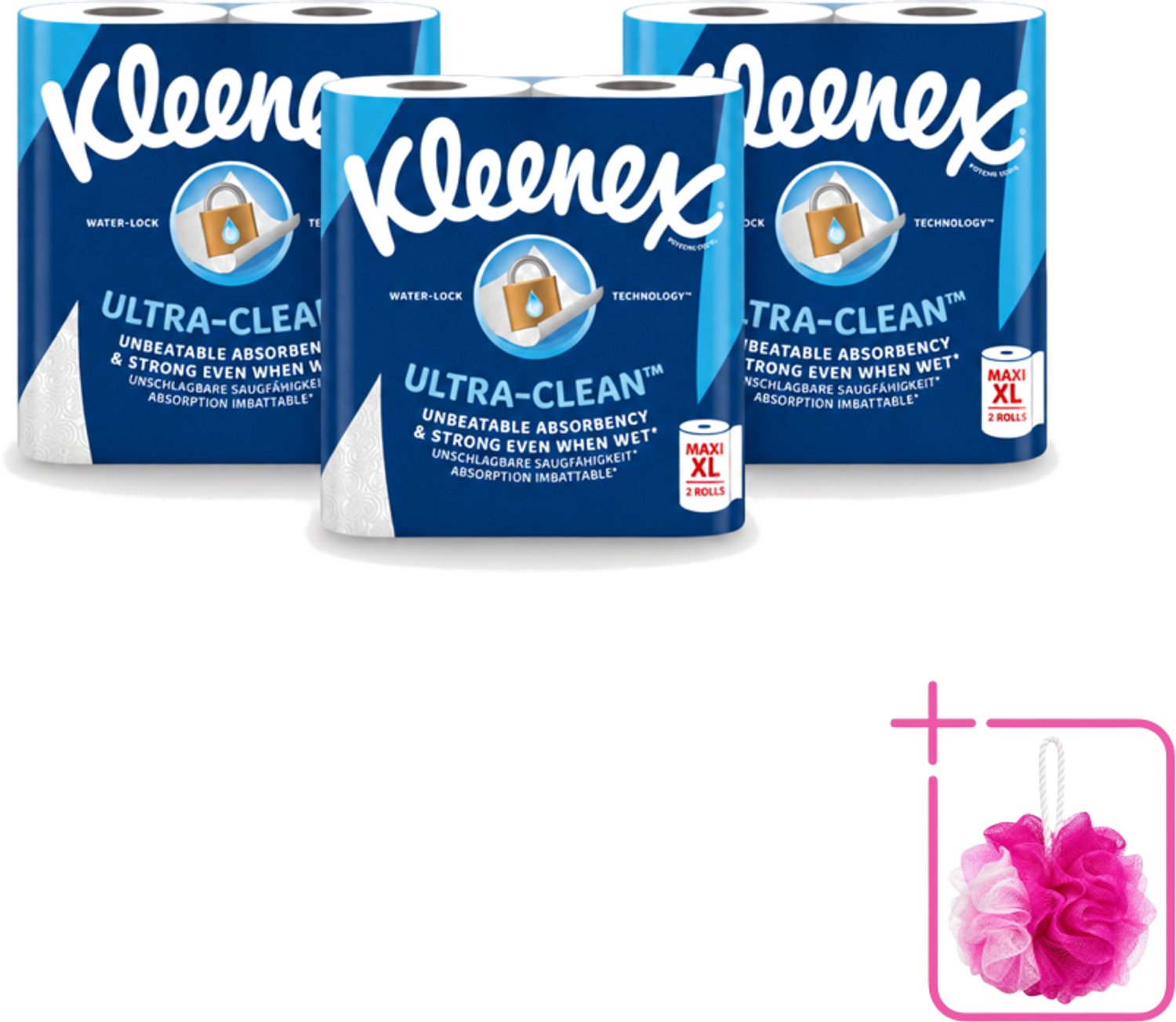 3 x Kleenex - Keukenpapier - Ultra Clean - Maxi XL - Absorberend - 2 Rollen - Bulkverpakking - Kleenex Keukenpapier - Douchemop - Keukenpapier