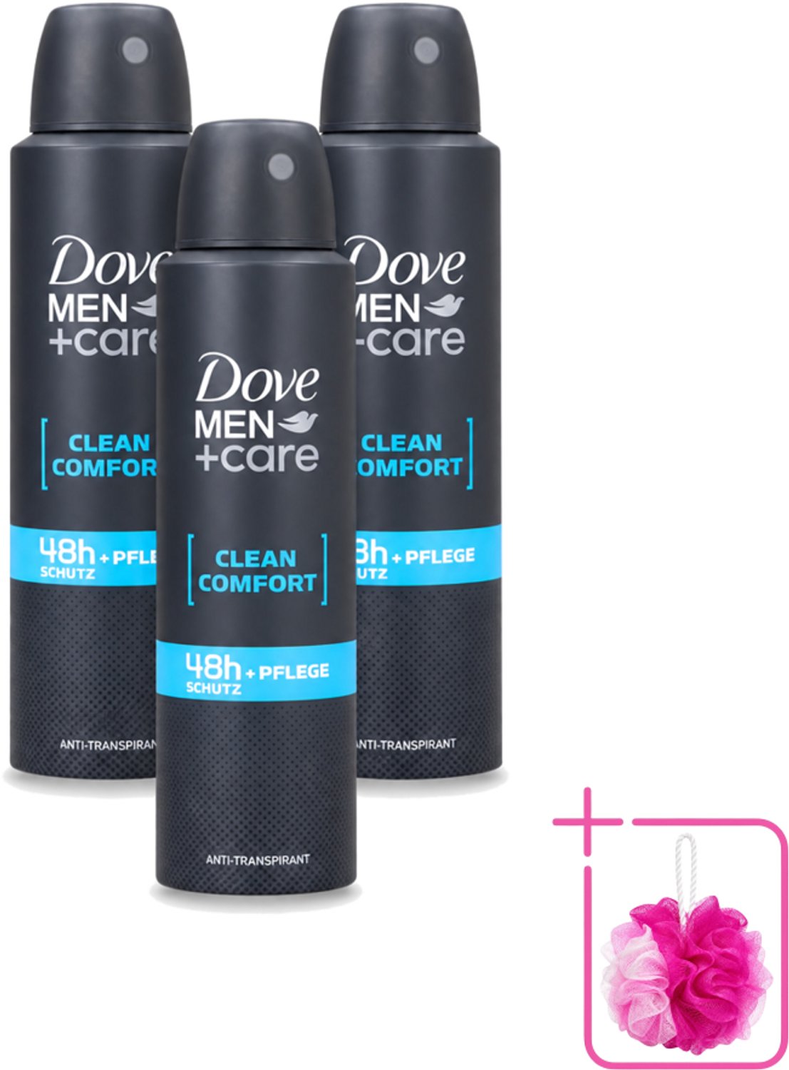 3 x Dove Men+Care - Clean Comfort - Deospray - Anti-Transpirant - 150 ml - Bulkverpakking - Dove Men+Care - Douchemop - Deospray