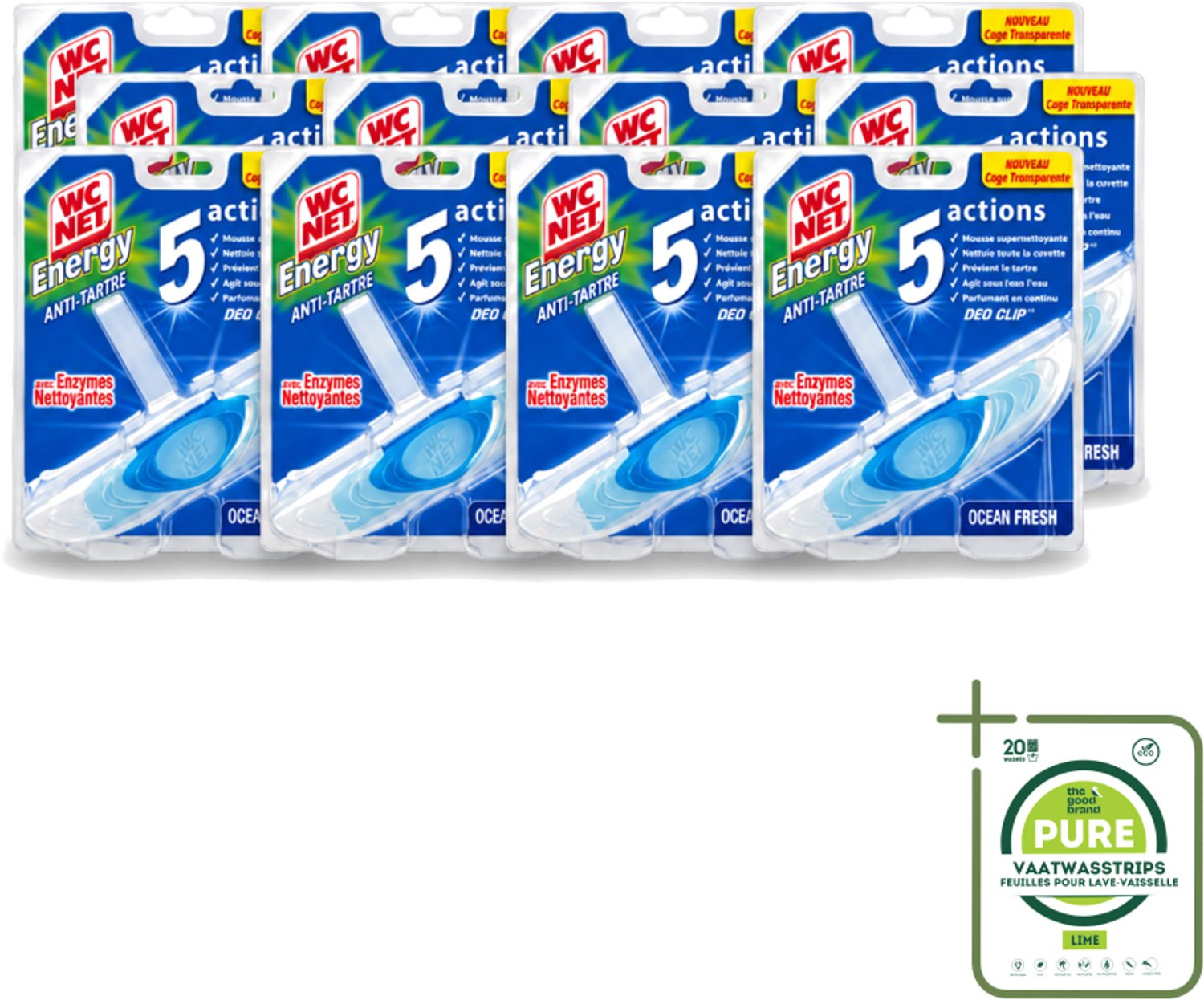 12 x WC Net - Toiletblok - Ocean Fresh - 1 Blokje - Grootverpakking - Vaatwasstrips - WC Net - Toilet Net - Toilet Blok - Reinigingsnet - Kalkaanslag Voorkomen