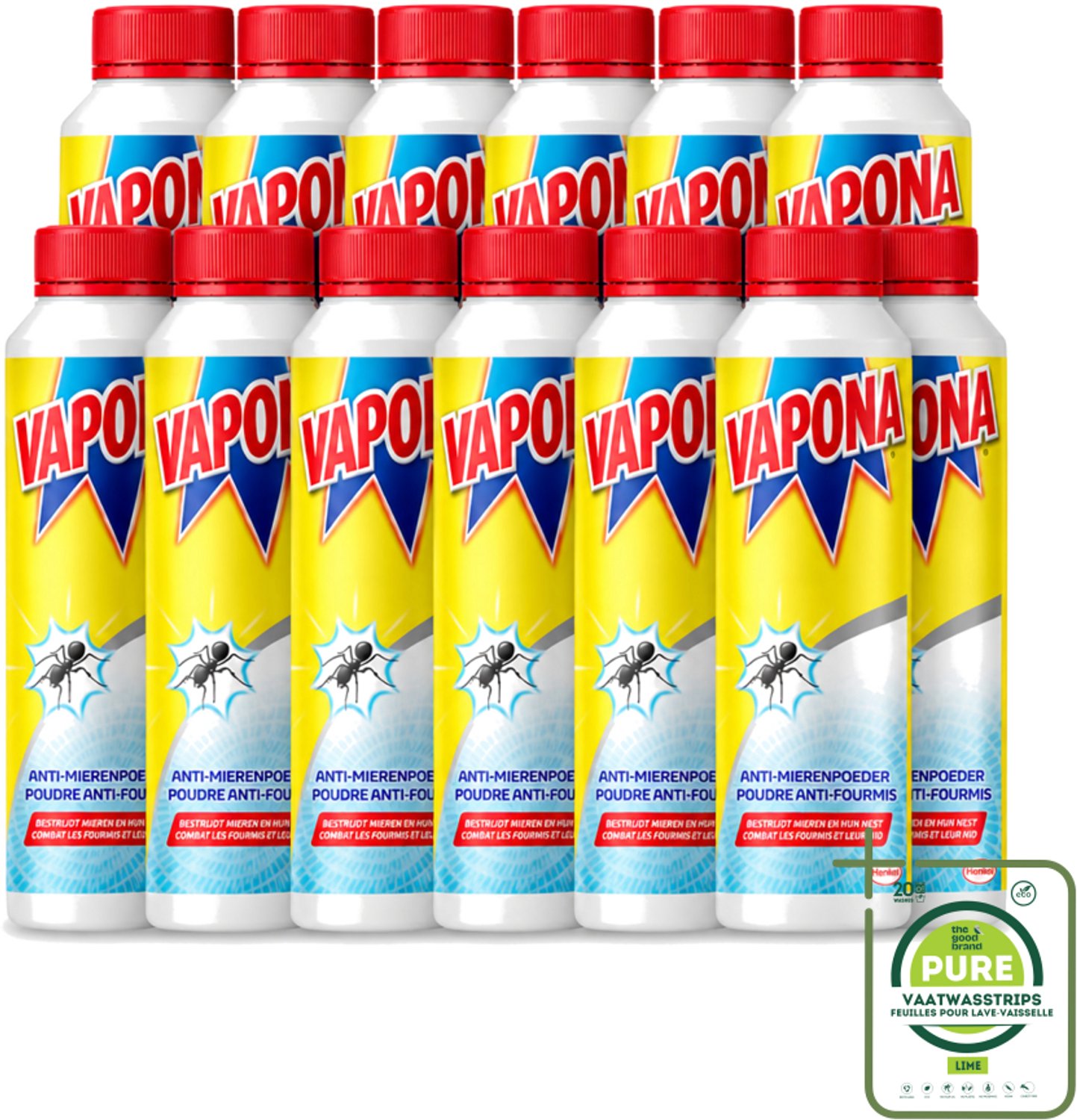 12 x Vapona - Anti Mierenpoeder - Effectief Tegen Hele Kolonie - 150g - Grootverpakking - Vaatwasstrips - Anti Mierenpoeder - Mierenbestrijding - Mierenbestrijding Buiten - Mierennest Bestrijding - Mierenpoeder 150g