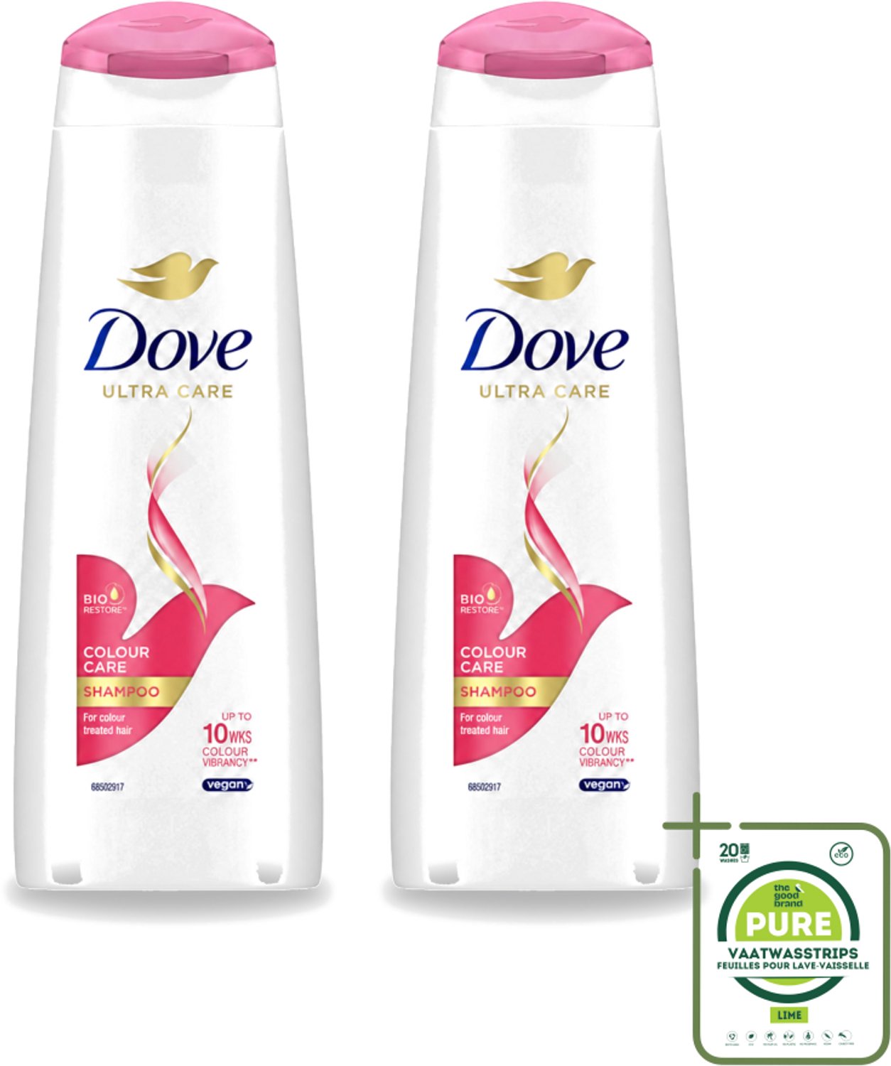 2 x Dove Ultra Care - Color Care - Shampoo - Geverfd Haar - 250 ml - Grootverpakking - Vaatwasstrips - Kleur Behouden - Gekleurd Haar - Haar Verzorging - Haar Reinigen - Haar Herstel