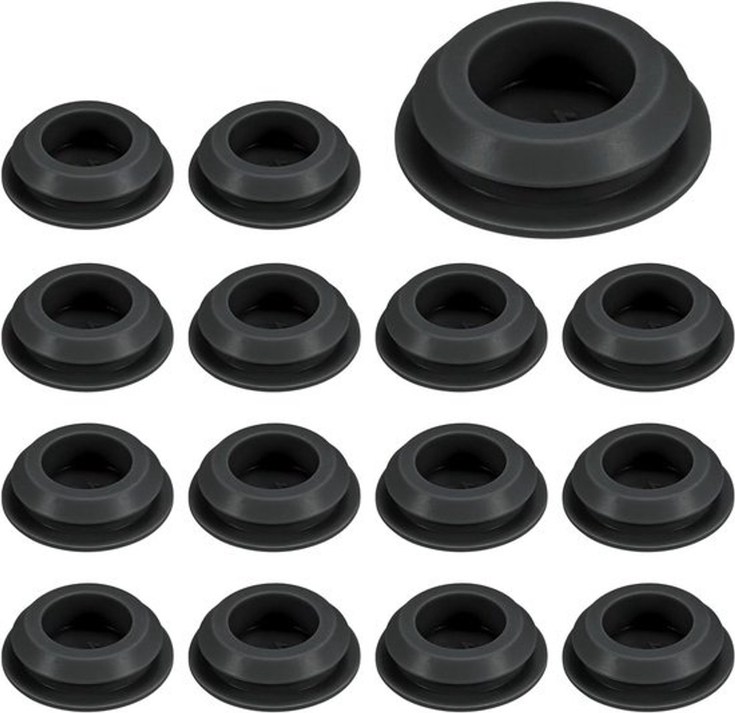 Set van 15 siliconen gatpluggen, klikbare vergrendelingsgatpluggen voor gat van 15,5 - 17 mm, rubberen plug met rond gat voor keuken, schotten, waterdichte afdichtingspluggen [zwart]