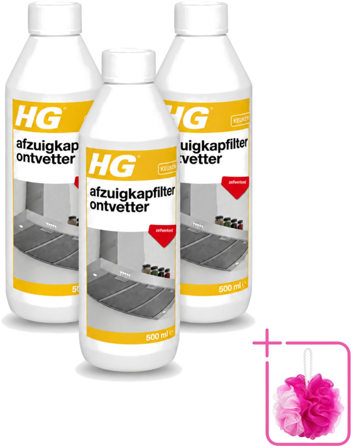 3 x HG - Afzuigkapfilter Ontvetter - Zelfwerkend - 500 ml - Bulkverpakking - Afzuigkapfilter - Ontvetter