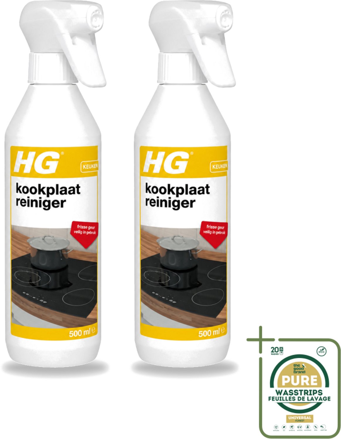 2 x HG - Kookplaatreiniger Spray - Frisse Geur - Veilig in Gebruik - 500 ml - Kookplaat Reinigen - Inductieplaat Reinigen - Keramische Kookplaat Reinigen - Vet Verwijderen - Kalkaanslag Verwijderen