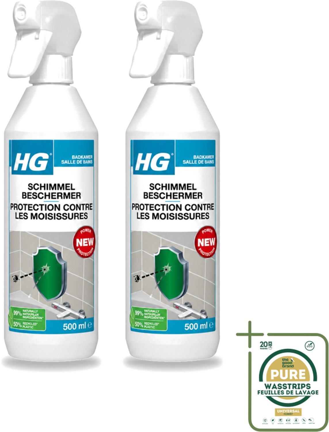 2 x HG - Badkamer - Schimmel Beschermer - Sterk Beschermend - 500 ml - Schimmelbescherming - Vochtbescherming - Badkamerbescherming - Schimmelgroei - Vochtplekken