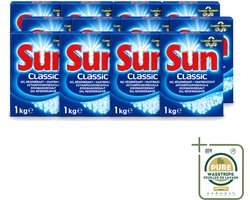 12 x Sun Classic - Vaatwaszout - Klassiek Systeem - 1 kg - Wasstrips - Vaatwaszout - Kalkaanslag Voorkomen - Vaatwasser Onderhoud - Waterhardheid - Klassiek Systeem