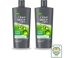 2 x Dove Men+Care - Extra Fresh - Douchegel 3-in-1 - Verzorgend - 700 ml - Wasstrips - Douchegel Voor Mannen - Verfrissende Douche - Hydraterende Douche - Gezichtsproduct Voor Mannen - Haarproduct Voor Mannen