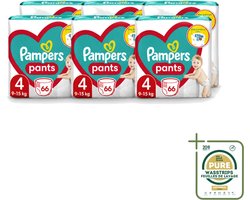 6 x Pampers – Luierbroekjes – Pants Maat 4 – 66 Luiers - Wasstrips - Luier Broekje - Luier Voor Baby - Luier Voor Peuters - Actieve Baby - Droge Luier