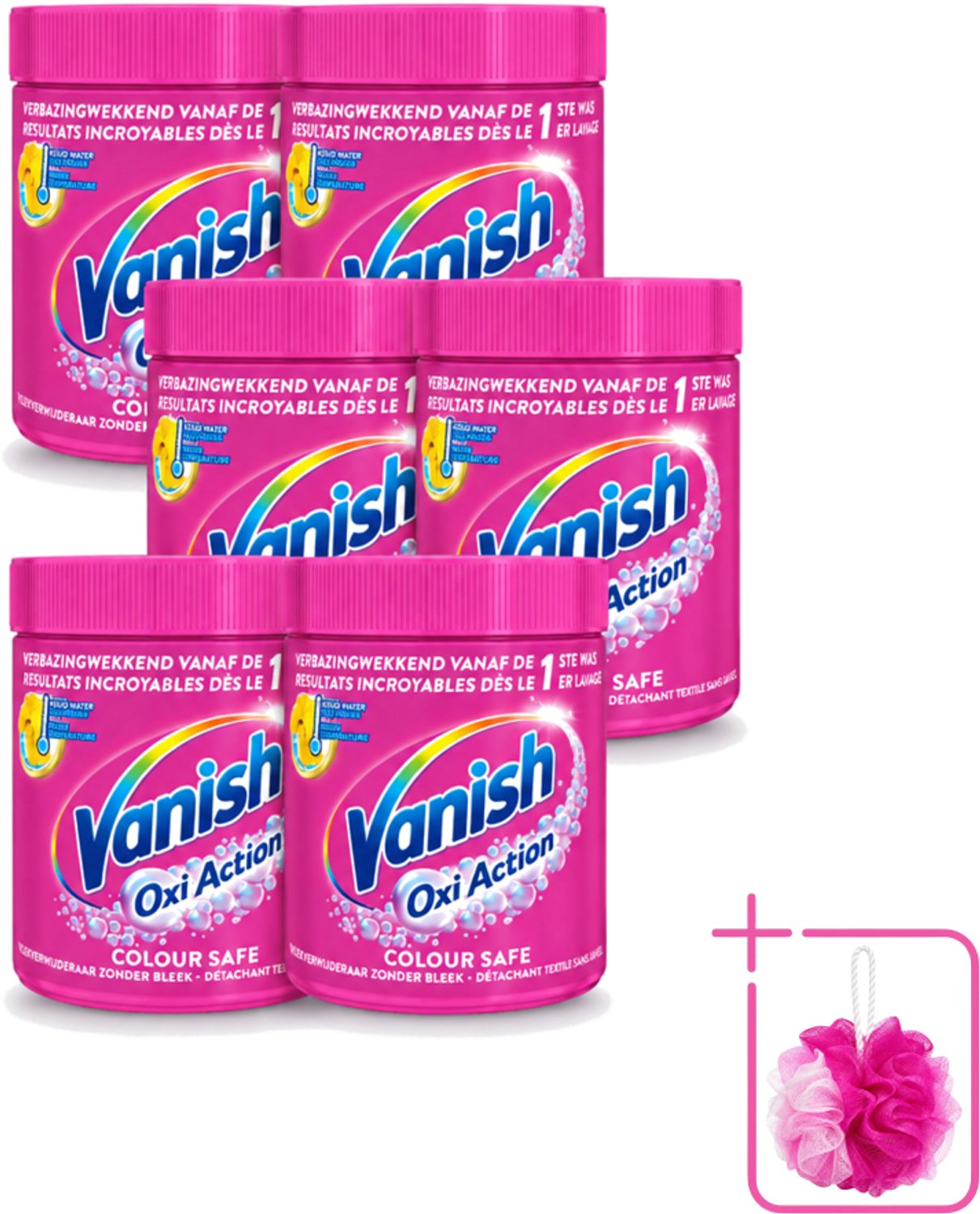 6 x Vanish Oxi Action - Veilige Kleur - Vlekkenverwijderaar Poeder - Zonder Bleek - Gekleurde Was - 550 Gram - Bulkverpakking - Vlekkenverwijderaar - Douchemop - Kleuren behouden