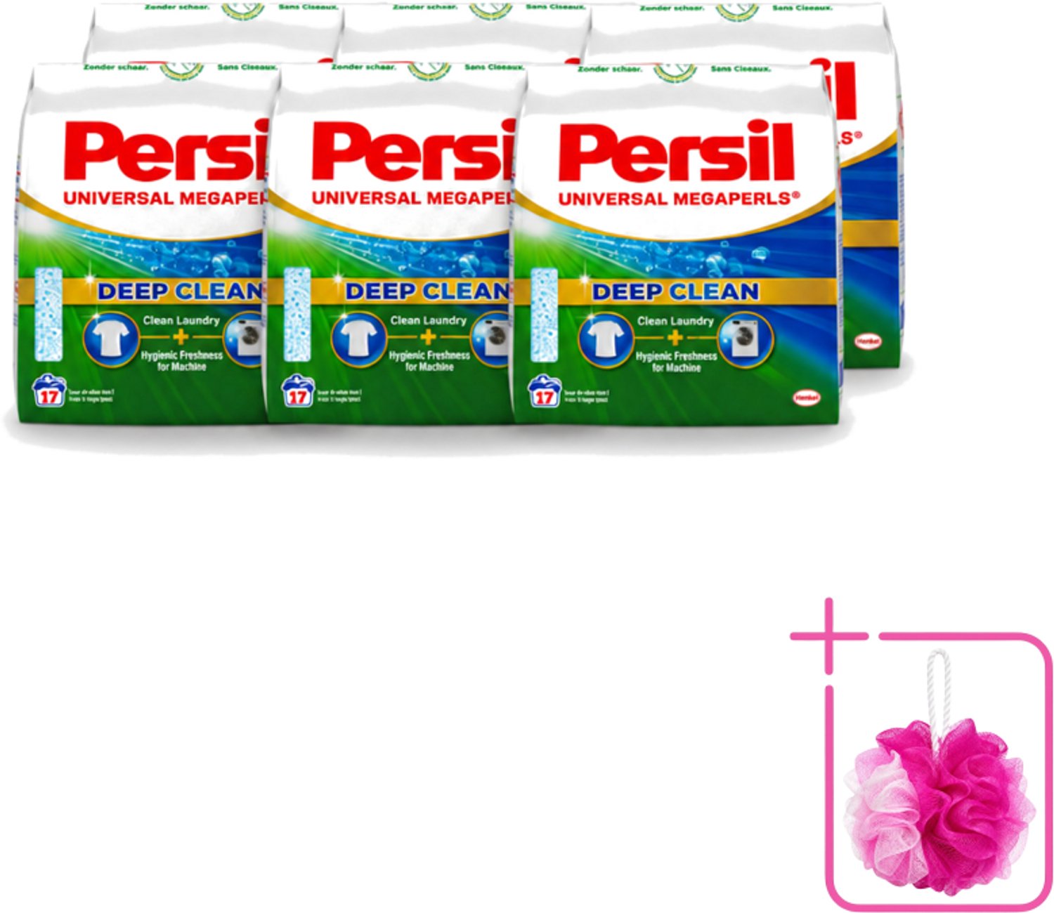 6 x Persil Universal Megaperls - Waspoeder - Witte en Gekleurde Was - 17 Wasbeurten - Bulkverpakking - Waspoeder - Douchemop - Was