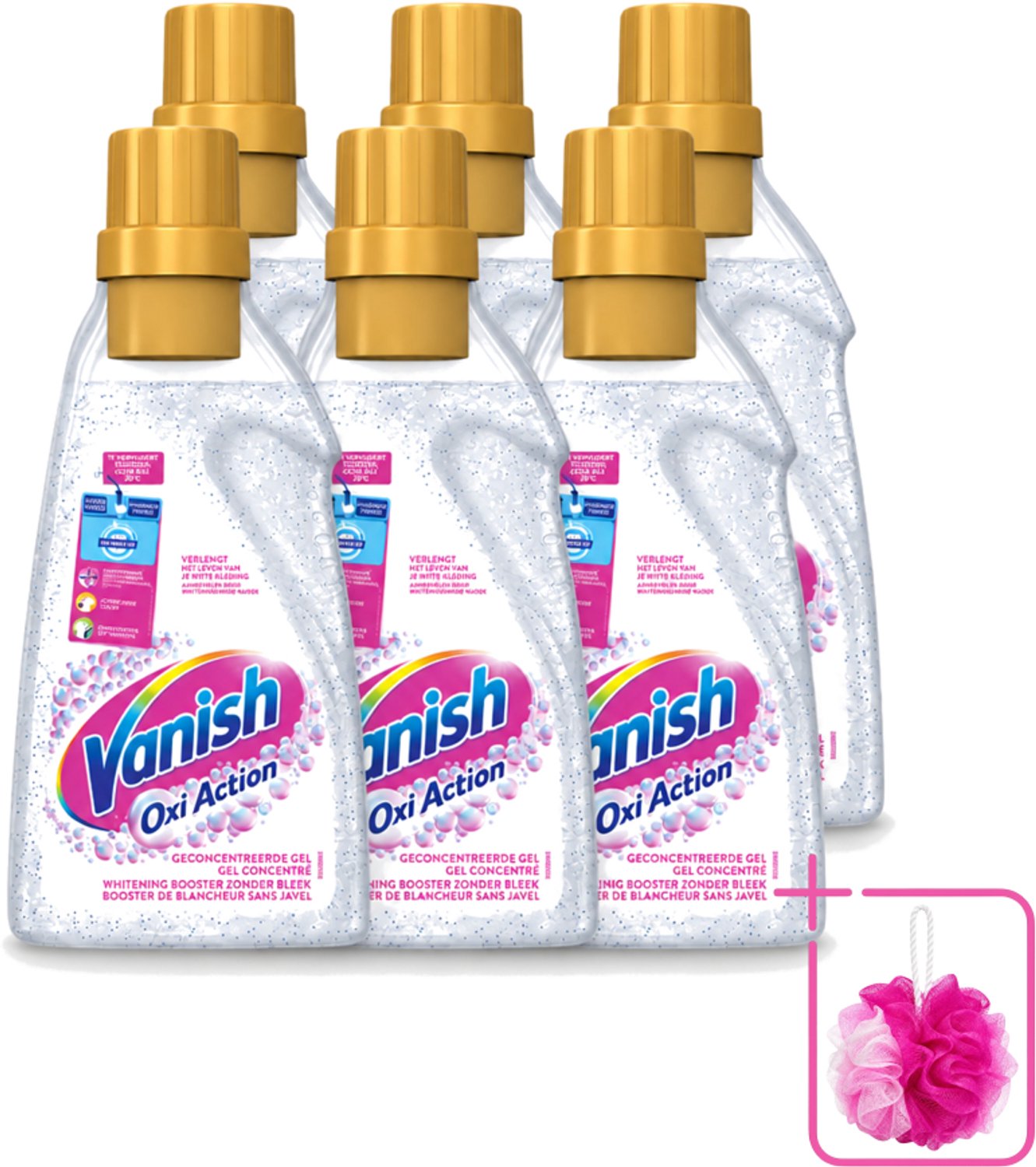 6 x Vanish Oxi Action - Vlekkenverwijderaar Gel - Witte Was - 1.5 L - Bulkverpakking - Wit was - Douchemop - Vlekverwijderaar