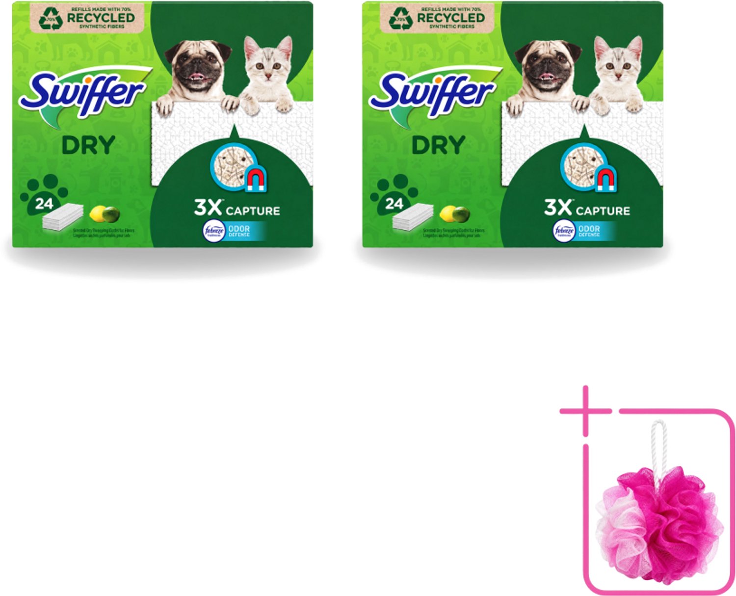 2 x Swiffer Dry - Vloerdoekjes - Navulling - Febreze Citroengeur - 24 Doekjes - Bulkverpakking - Vloerdoekjes - Douchemop - Schoonmaken