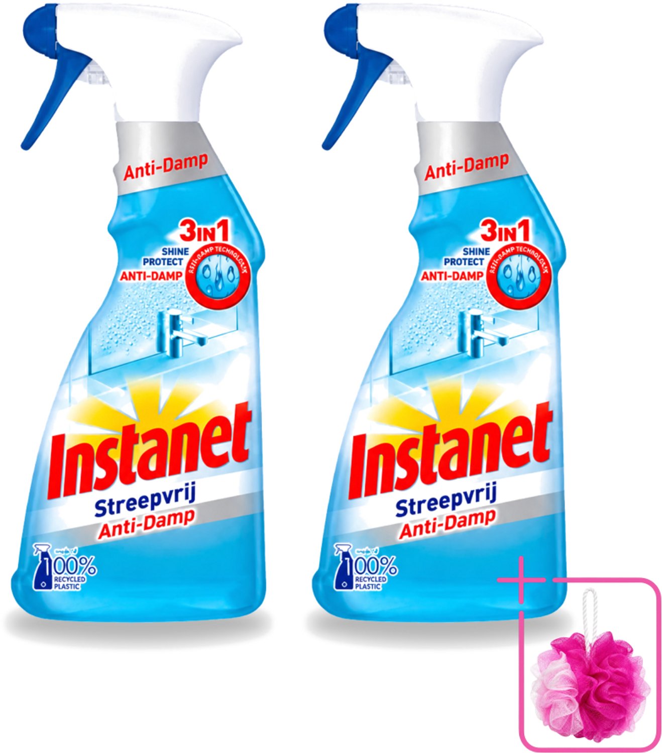 2 x Instanet - Schoonmaakspray - Anti-Damp - Streepvrij - 3in1 - 500 ml - Bulkverpakking - Schoonmaak spray - Anti-damp