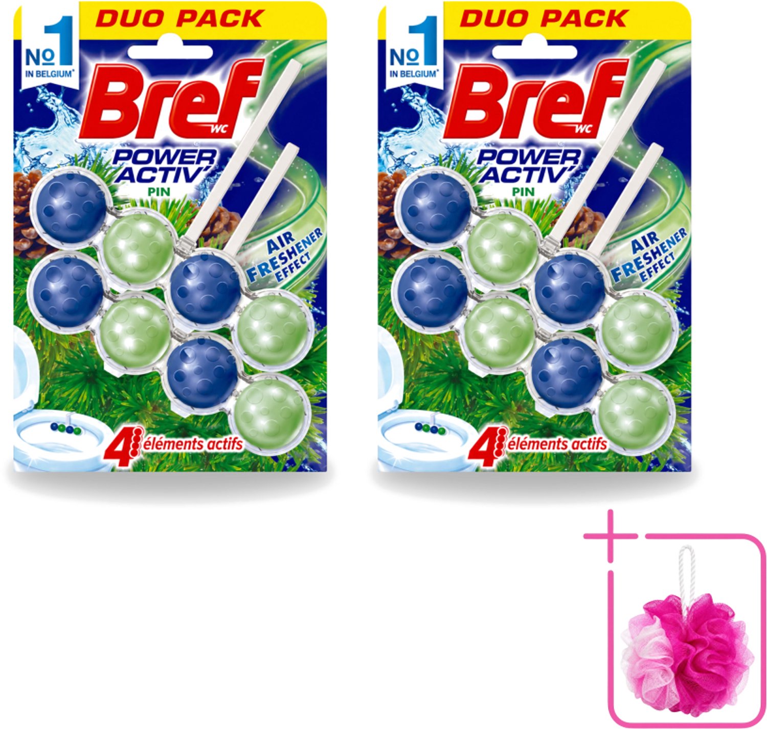 2 x Bref WC - Power Activ+ - Toiletblok - Den - 2 Blokken - Bulkverpakking - Toilet reinigen - Douchemop - Wc blok