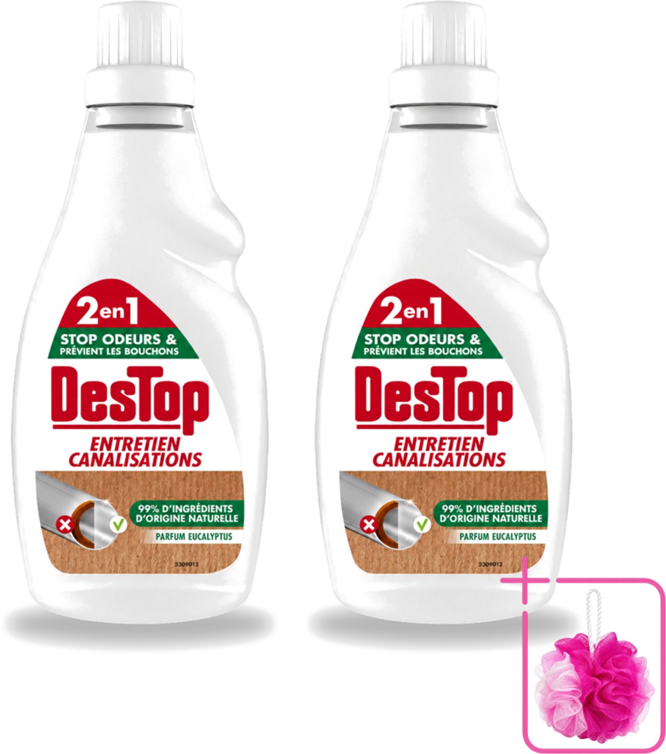 2 x DesTop - Onderhoud Leidingen - Ecologisch met Witte Azijn - Natuurlijke Ingrediënten - Eucalyptusgeur - 750 ml - Bulkverpakking - Leidingen onderhouden - Douchemop - Ecologisch onderhoud