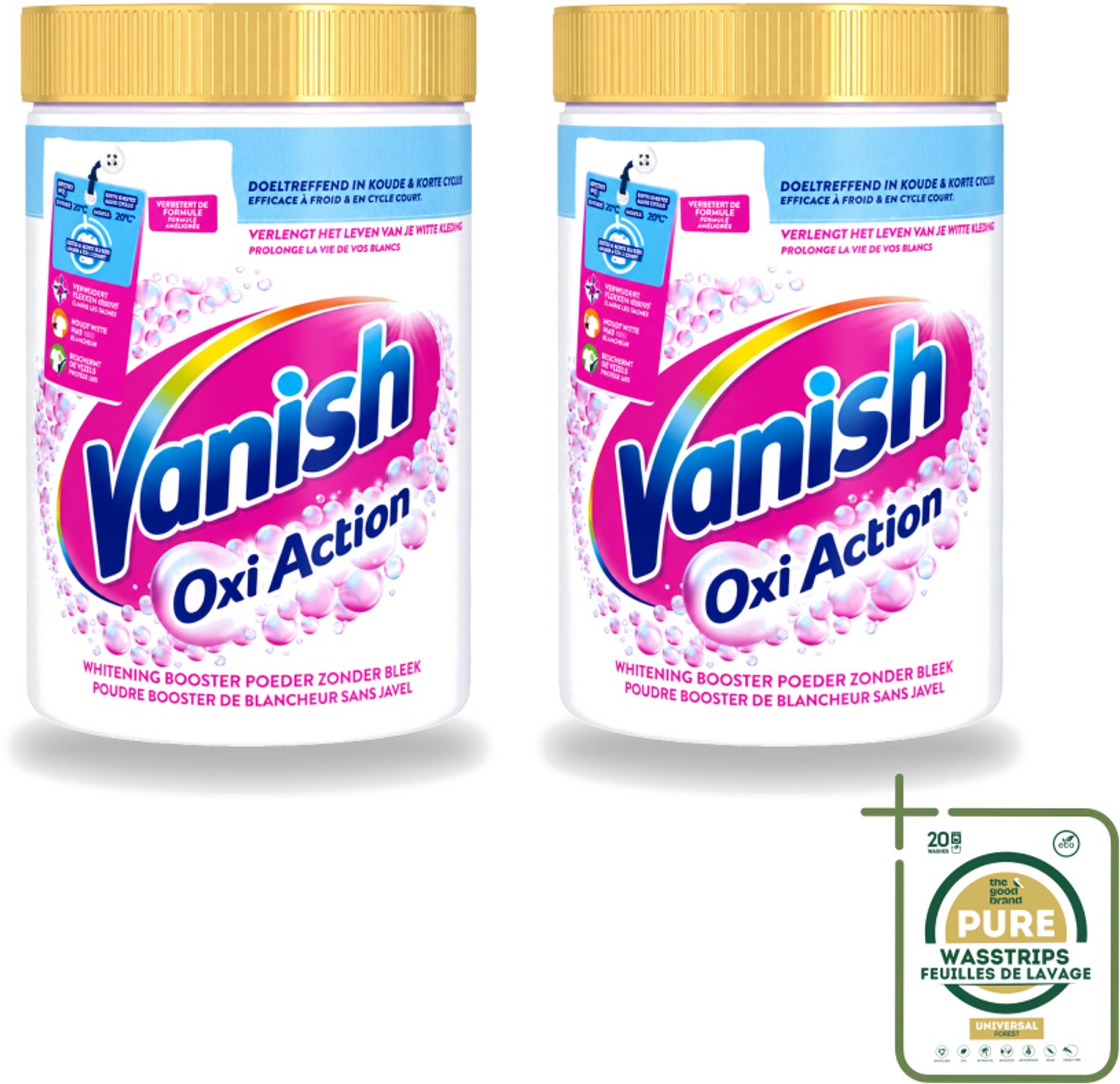 2 x Vanish Oxi Action - Vlekkenverwijderaar Poeder - Witte Was - 710 Gram - Wasstrips - Wit Was - Vlekverwijderaar - Witheid Herstellen - Geur Neutraliseren - Koud Water