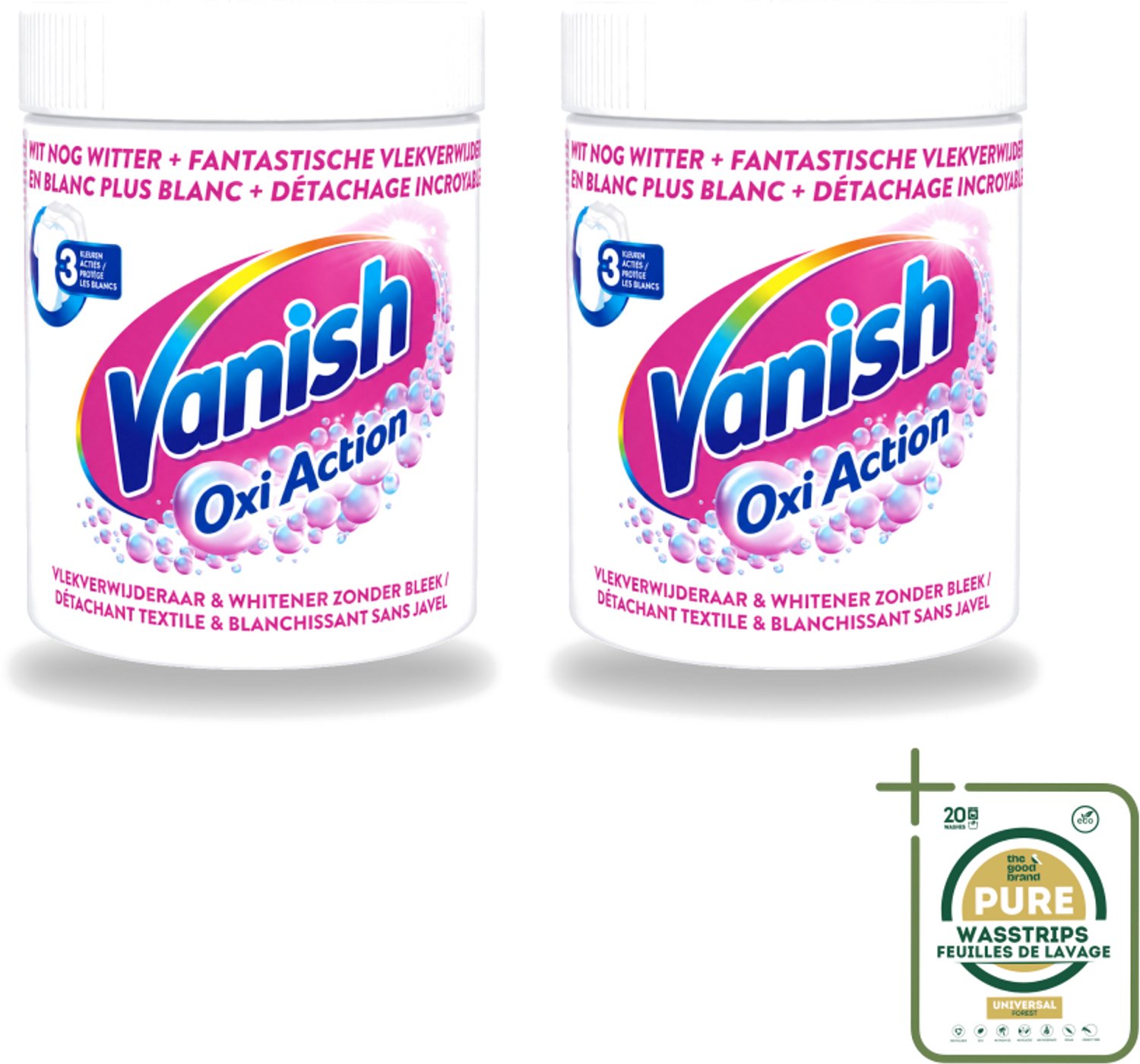 2 x Vanish Oxi Action - Vlekkenverwijderaar Poeder - Zonder Bleek - Witte Was - 550 Gram - Wasstrips - Witte Was - Vlekkenverwijderaar - Witte Kleding - Vlekkenverwijderen - Wasmiddel