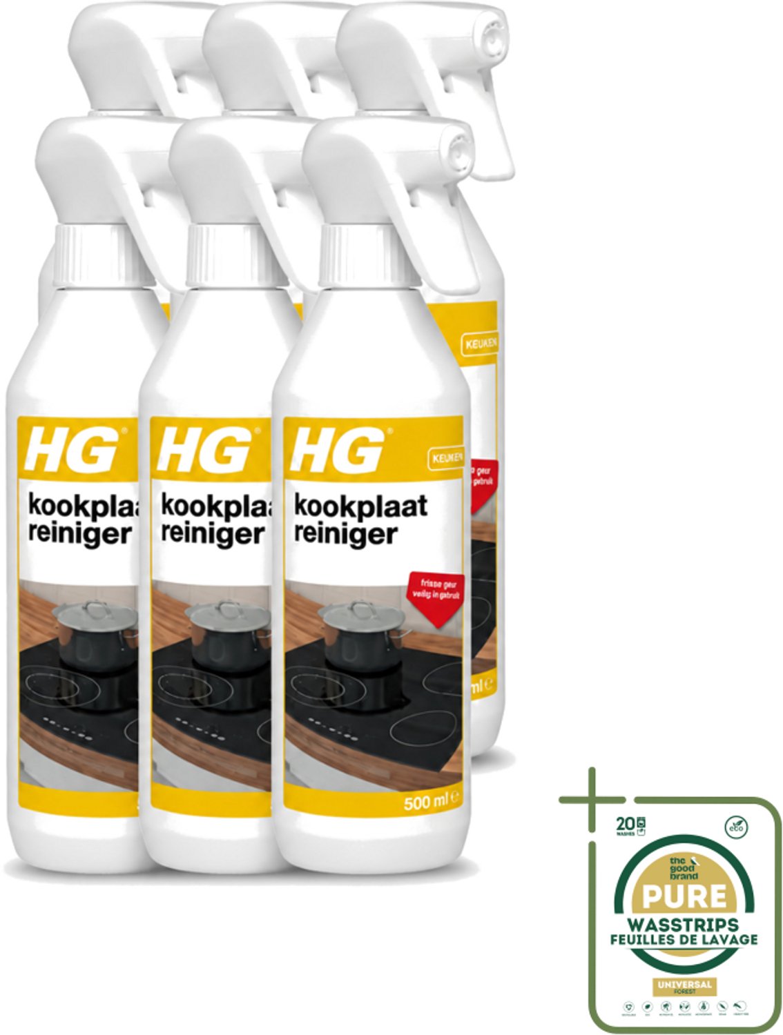 6 x HG - Kookplaatreiniger Spray - Frisse Geur - Veilig in Gebruik - 500 ml - Kookplaat Reinigen - Inductieplaat Reinigen - Keramische Kookplaat Reinigen - Vet Verwijderen - Kalkaanslag Verwijderen