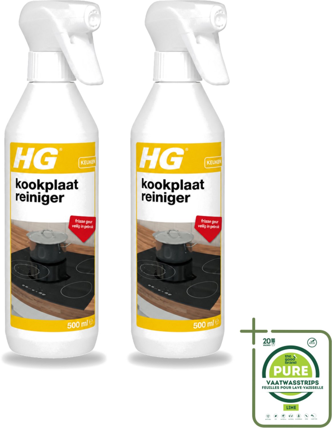2 x HG - Kookplaatreiniger Spray - Frisse Geur - Veilig in Gebruik - 500 ml - Grootverpakking - Kookplaat Reinigen - Inductieplaat Reinigen - Keramische Kookplaat Reinigen - Vet Verwijderen - Kalkaanslag Verwijderen
