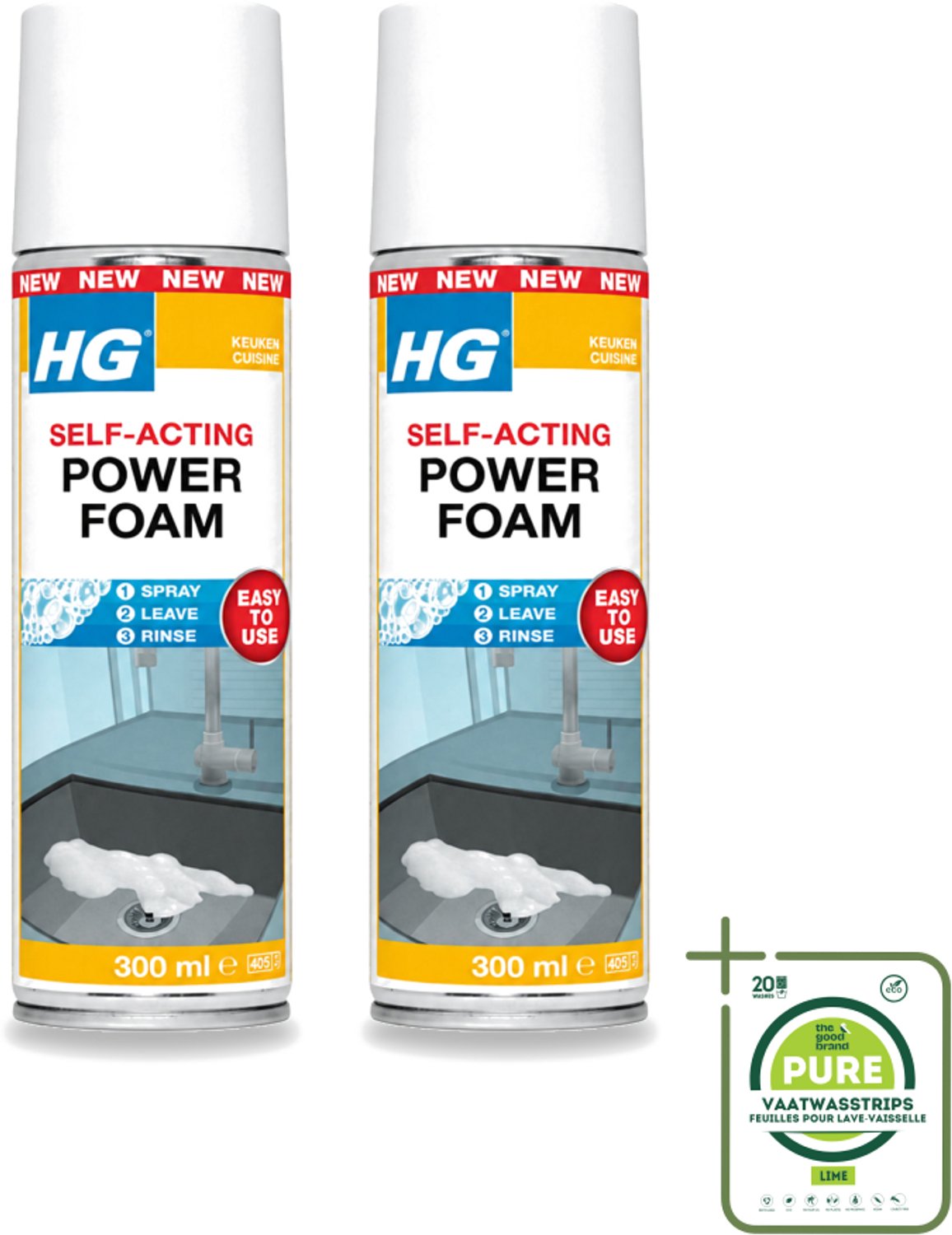 2 x HG - Power Foam Keuken - Vetoplossende Spray - 300 ml - Grootverpakking - Keuken Reinigen - Vet Oplossen - Keuken Hygiëne - Keuken Schoonmaken - Vetvrij Maken